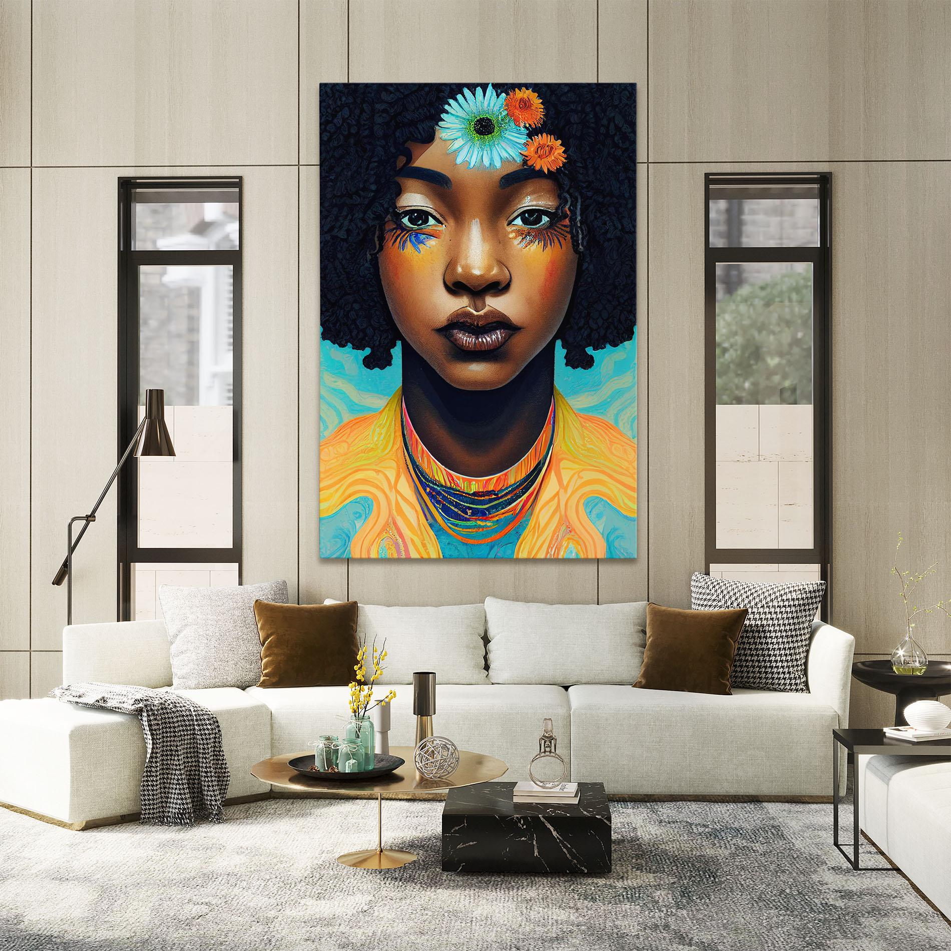 Leinwandbild Portrait With Flowers mockup 2