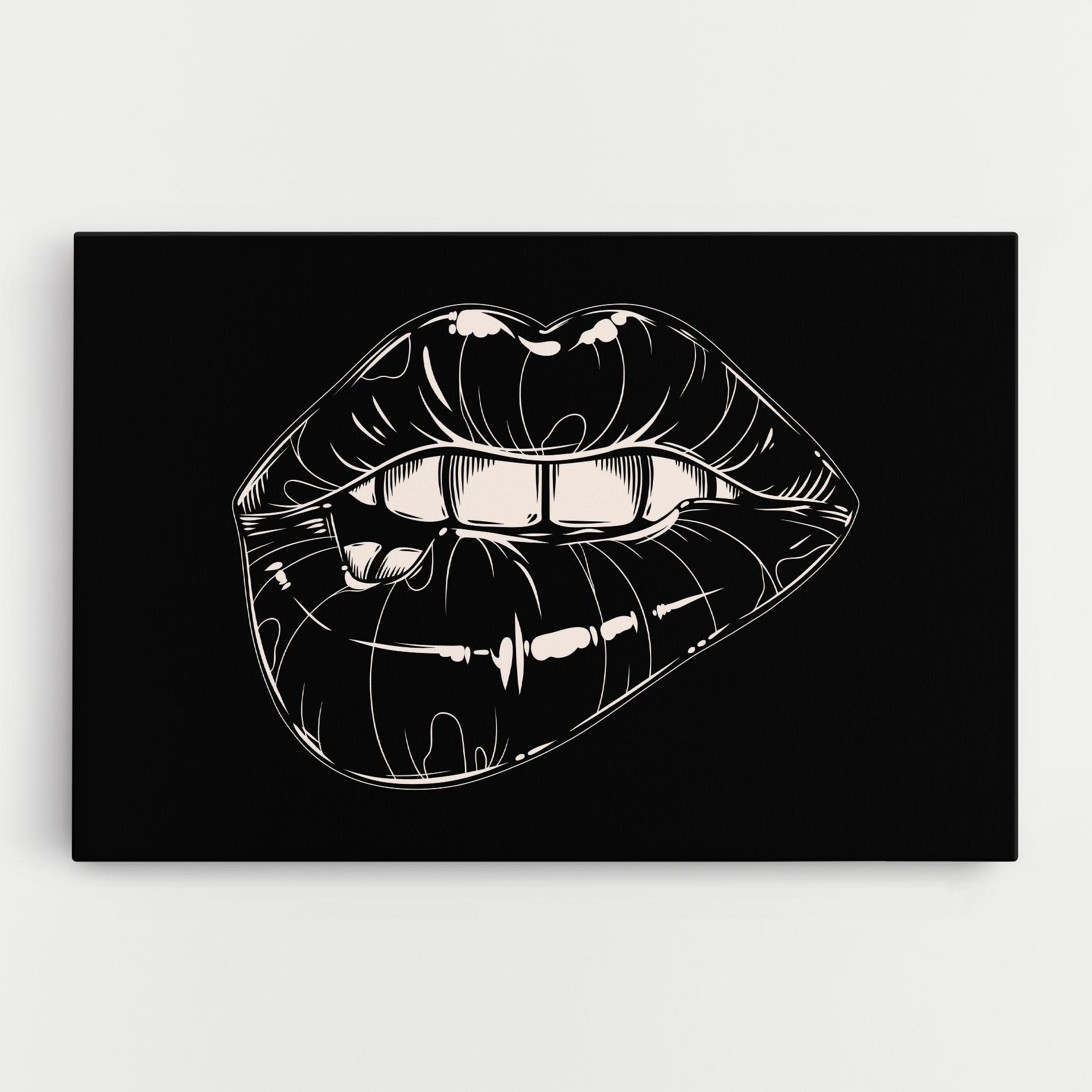 Leinwandbild Juicy Lips On Black mockup 0
