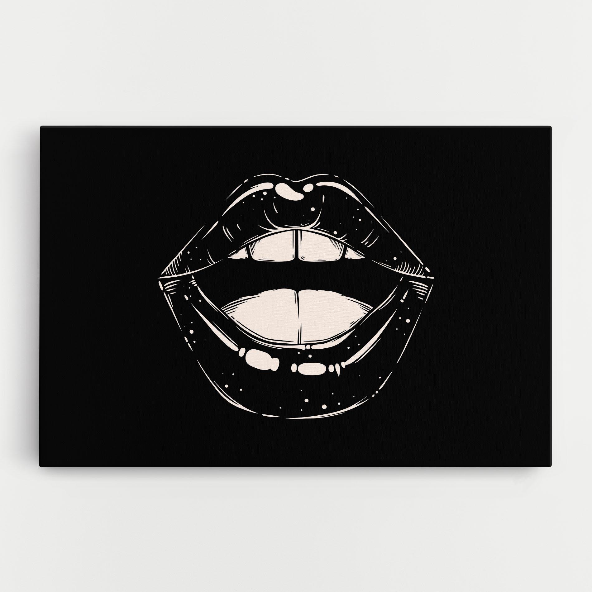 Leinwandbild Lips On Black mockup 0