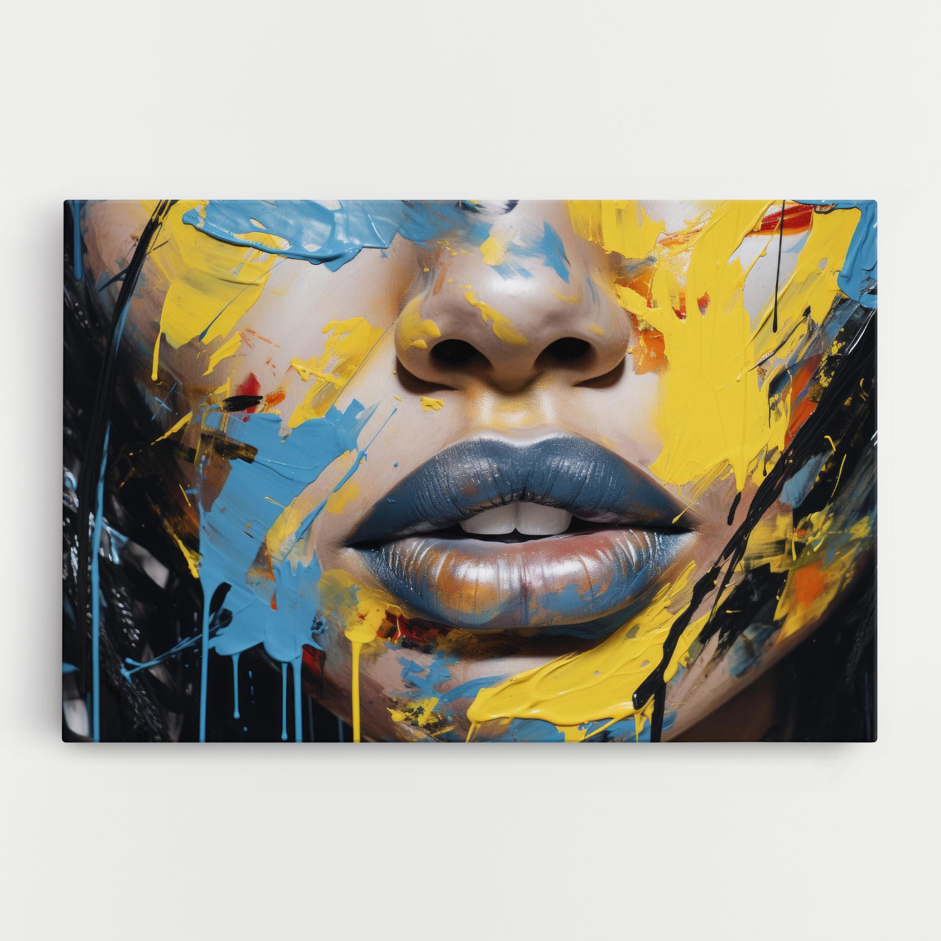 Yellow Blue Lips Art mockup 0