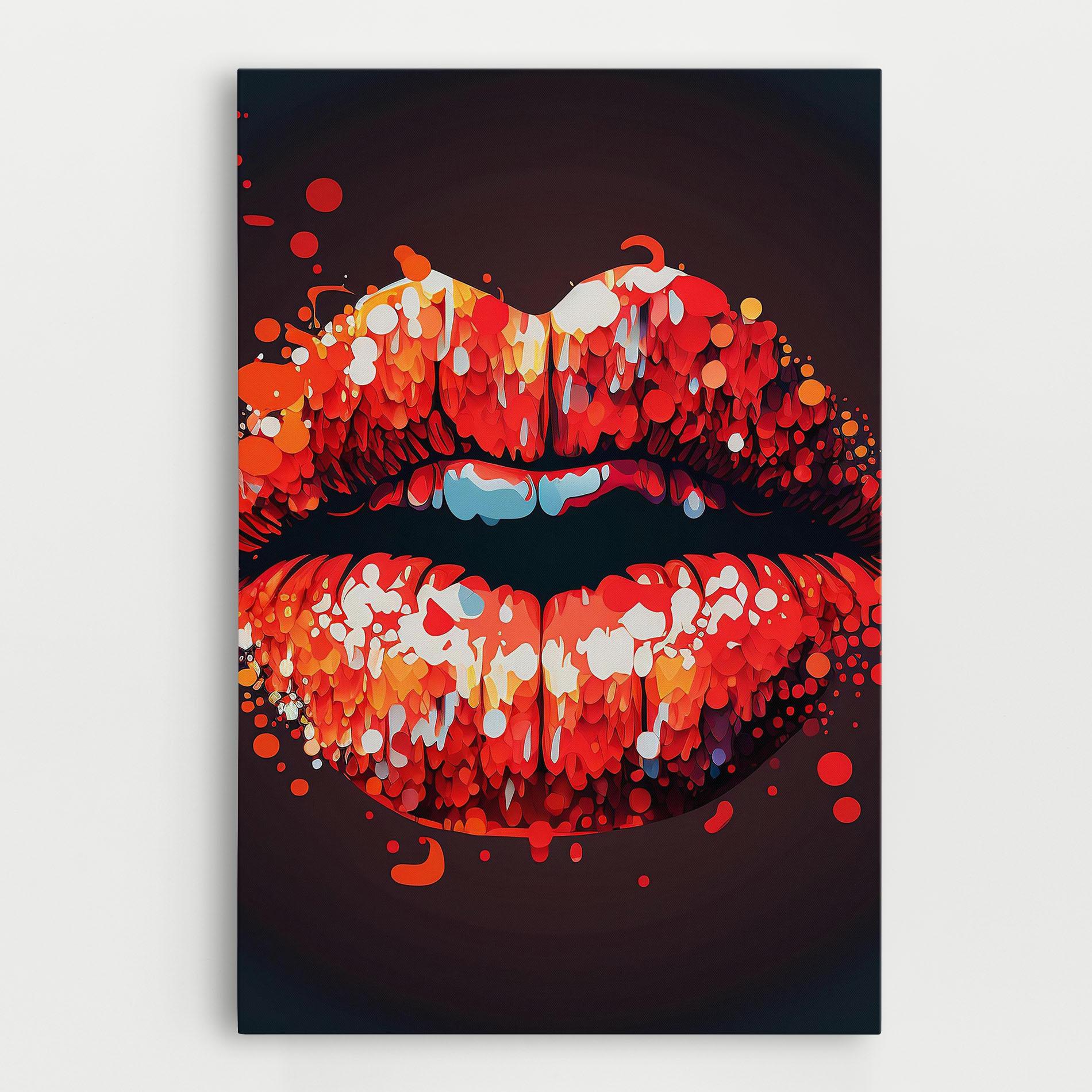 Leinwandbild Red Lips With Word Lips It mockup 0