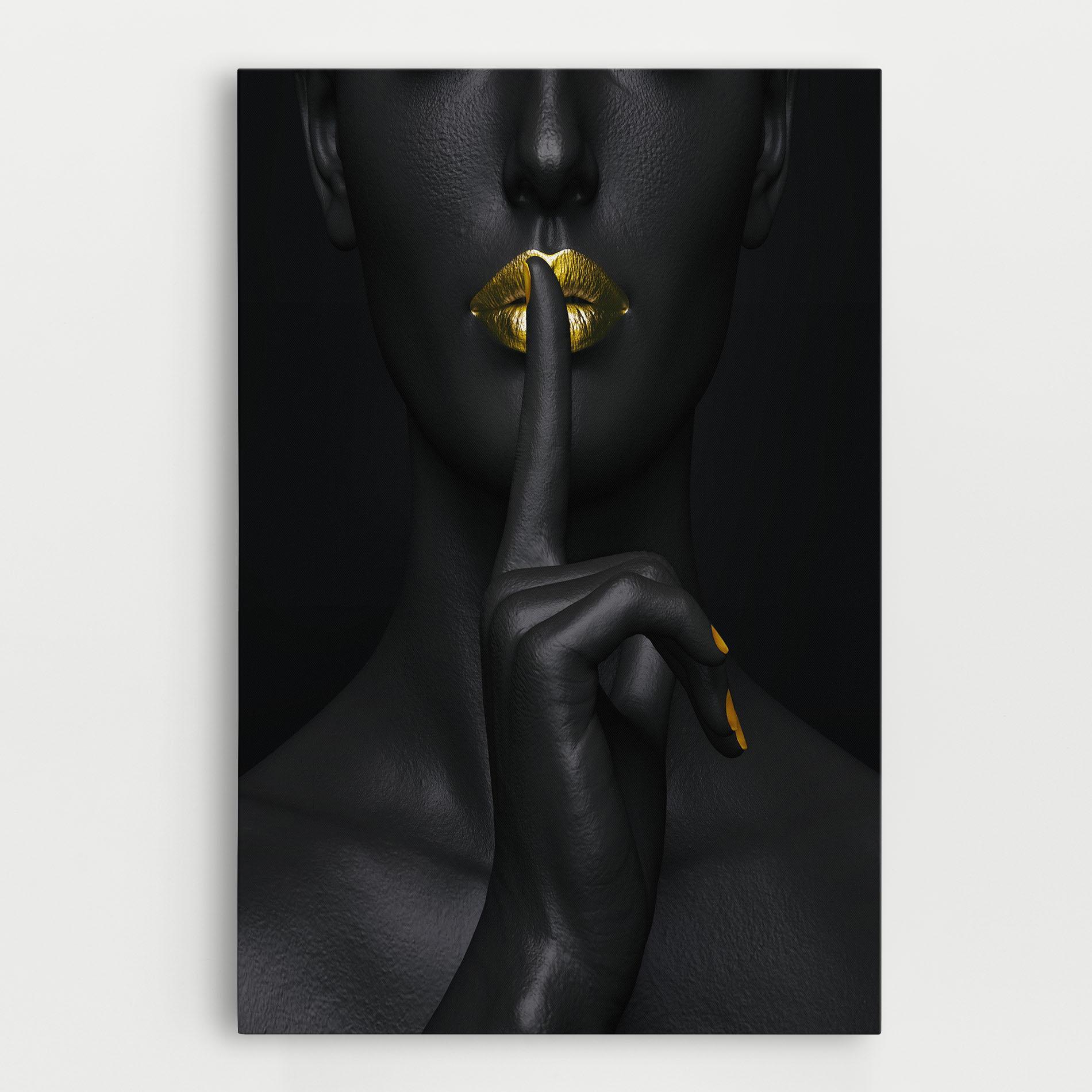 Leinwandbild Silence Lips Portrait mockup 0