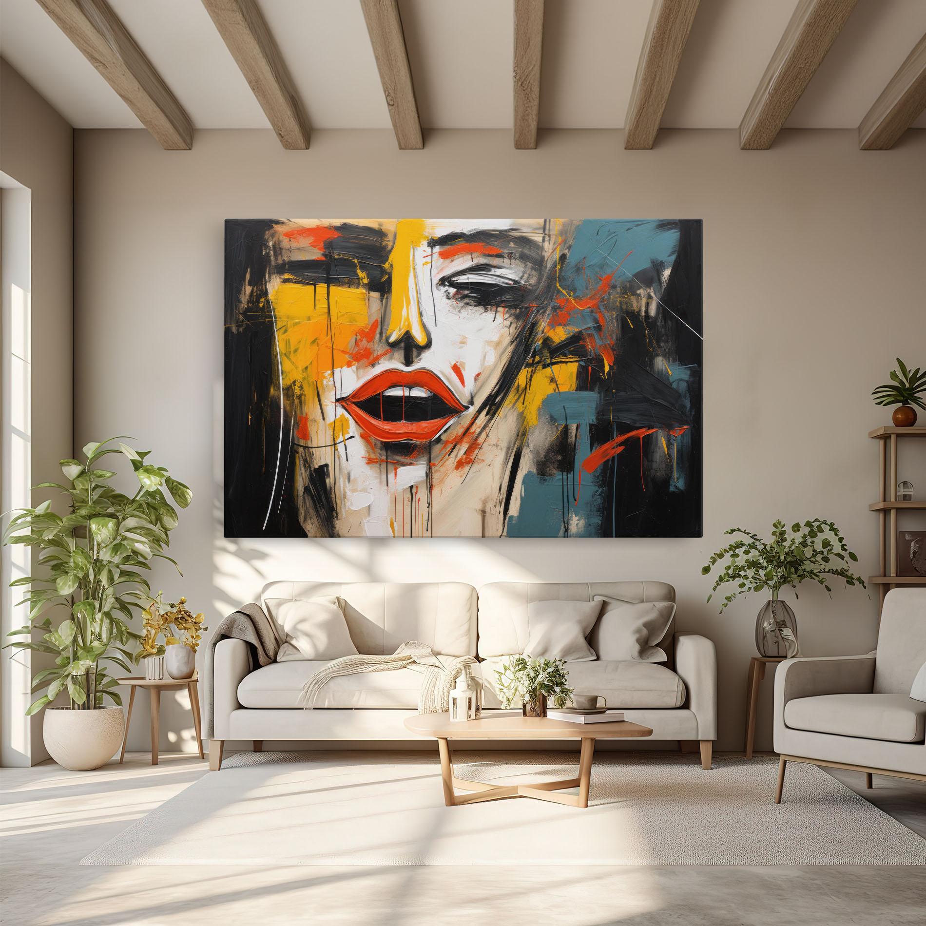 Leinwandbild Abstract Woman Lips mockup 6