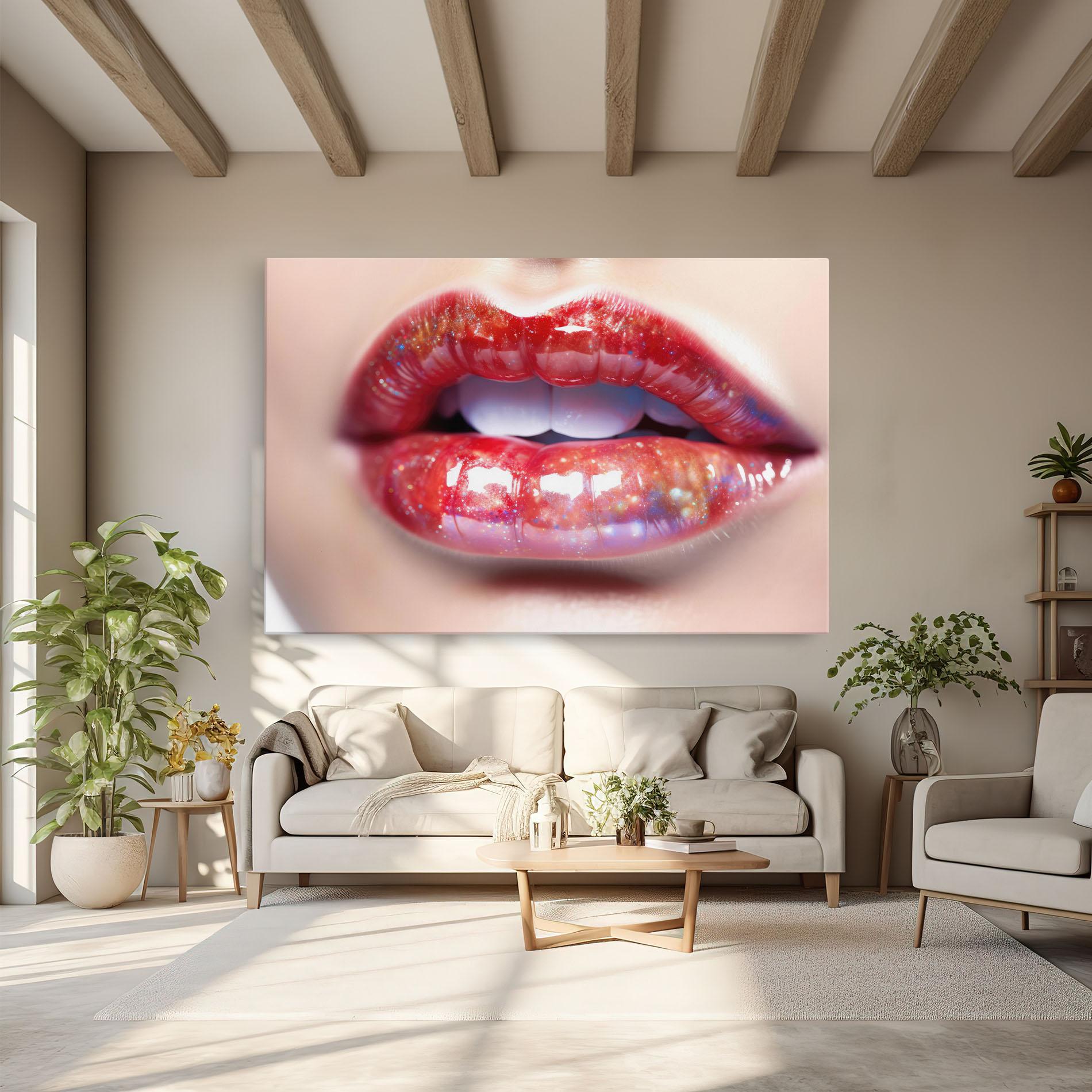 Leinwandbild Red Pretty Lips mockup 6