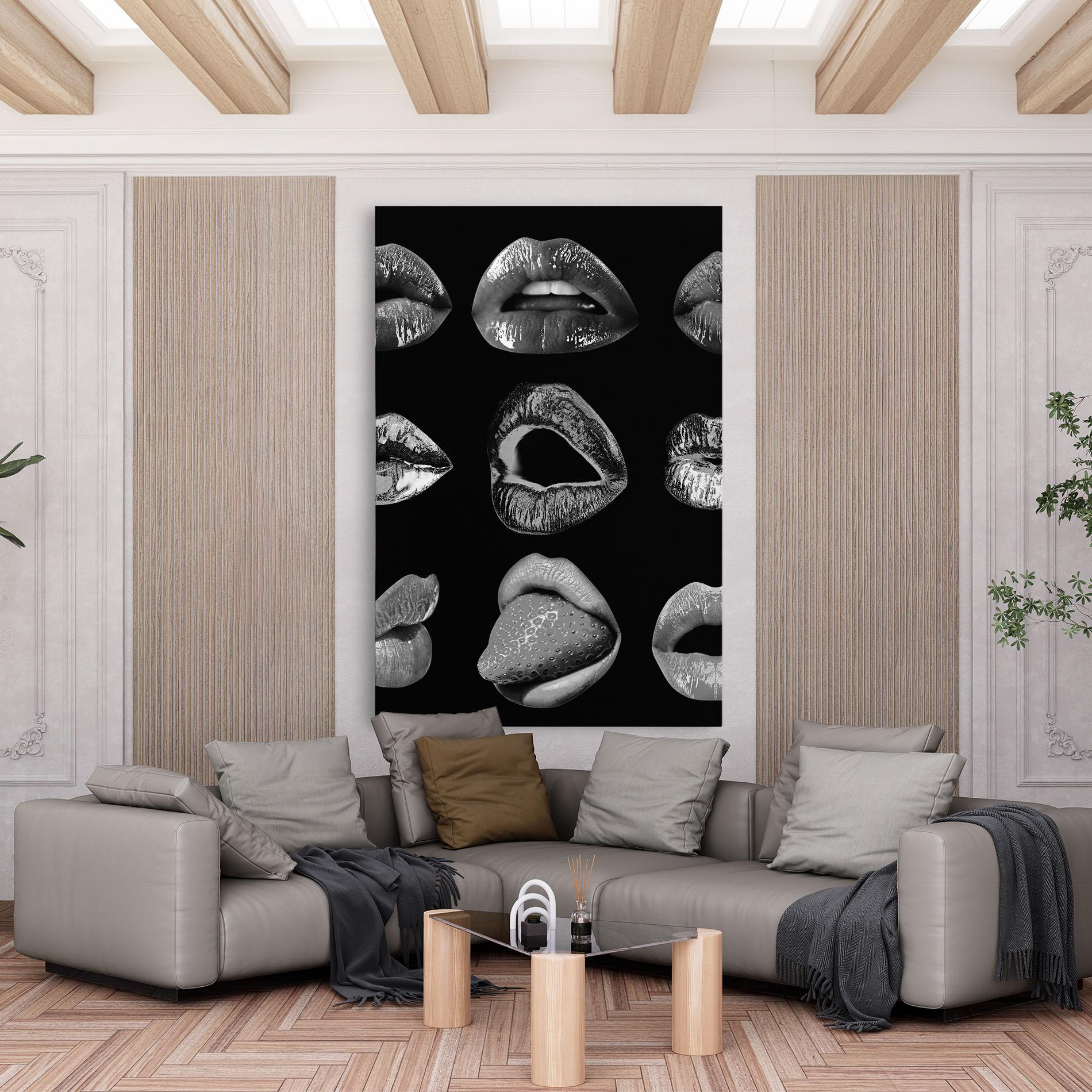 Leinwandbild Grey Lips Collage mockup 6