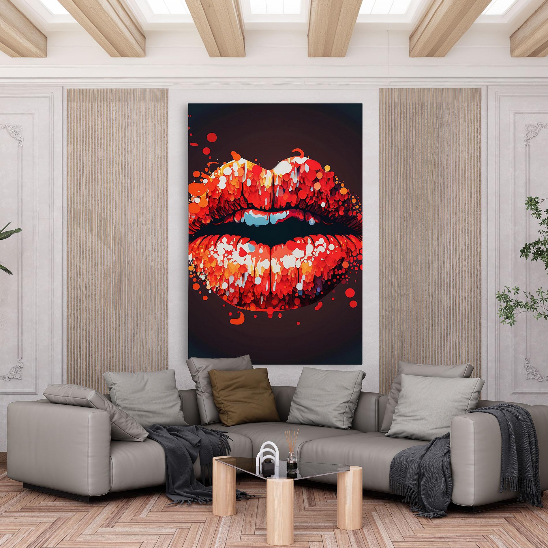 Leinwandbild Red Lips With Word Lips It mockup 6