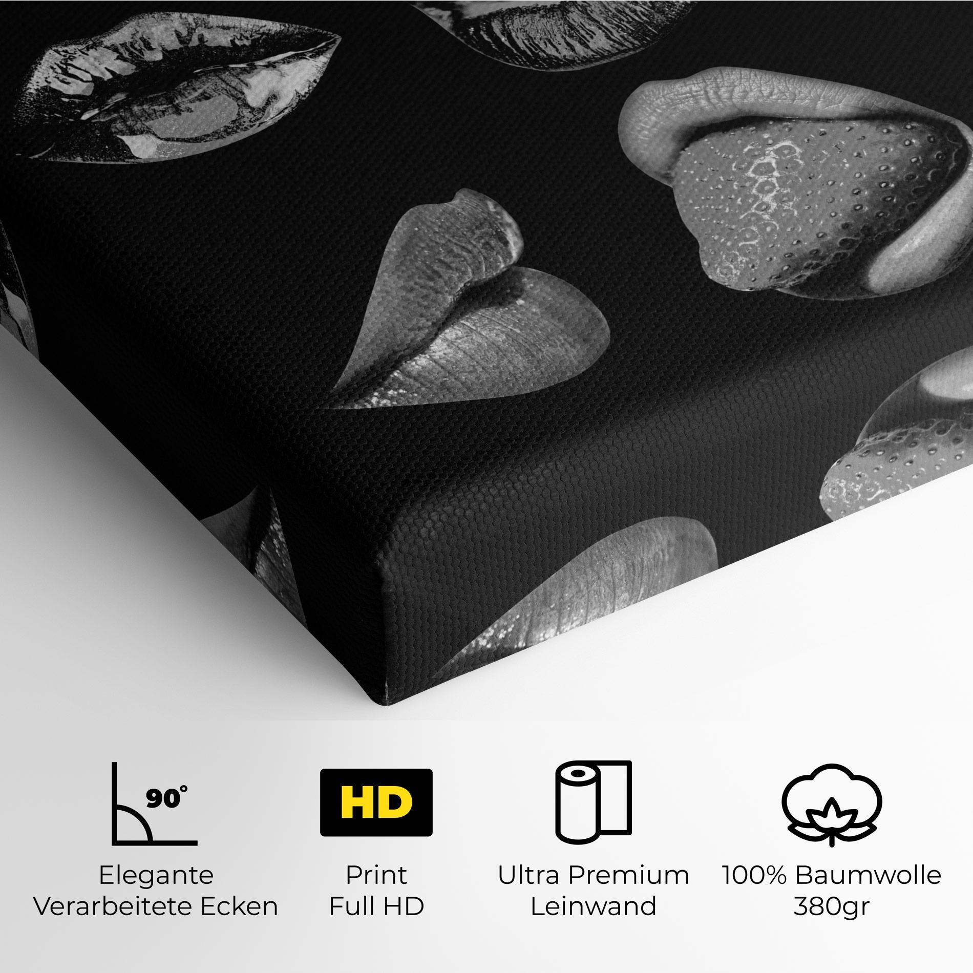 Leinwandbild Grey Lips Collage mockup 4