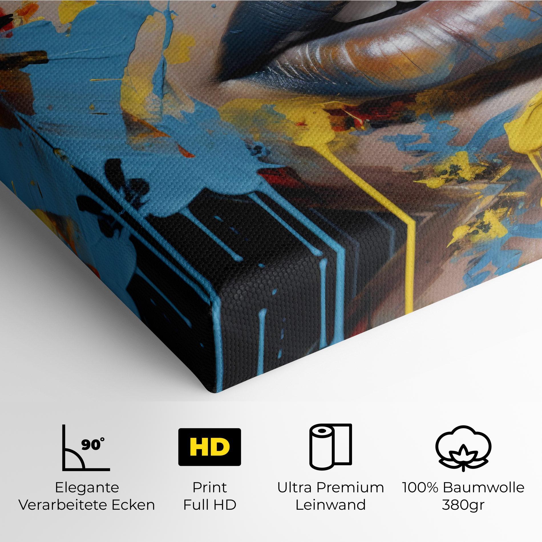 Leinwandbild Yellow Blue Lips Art mockup 4