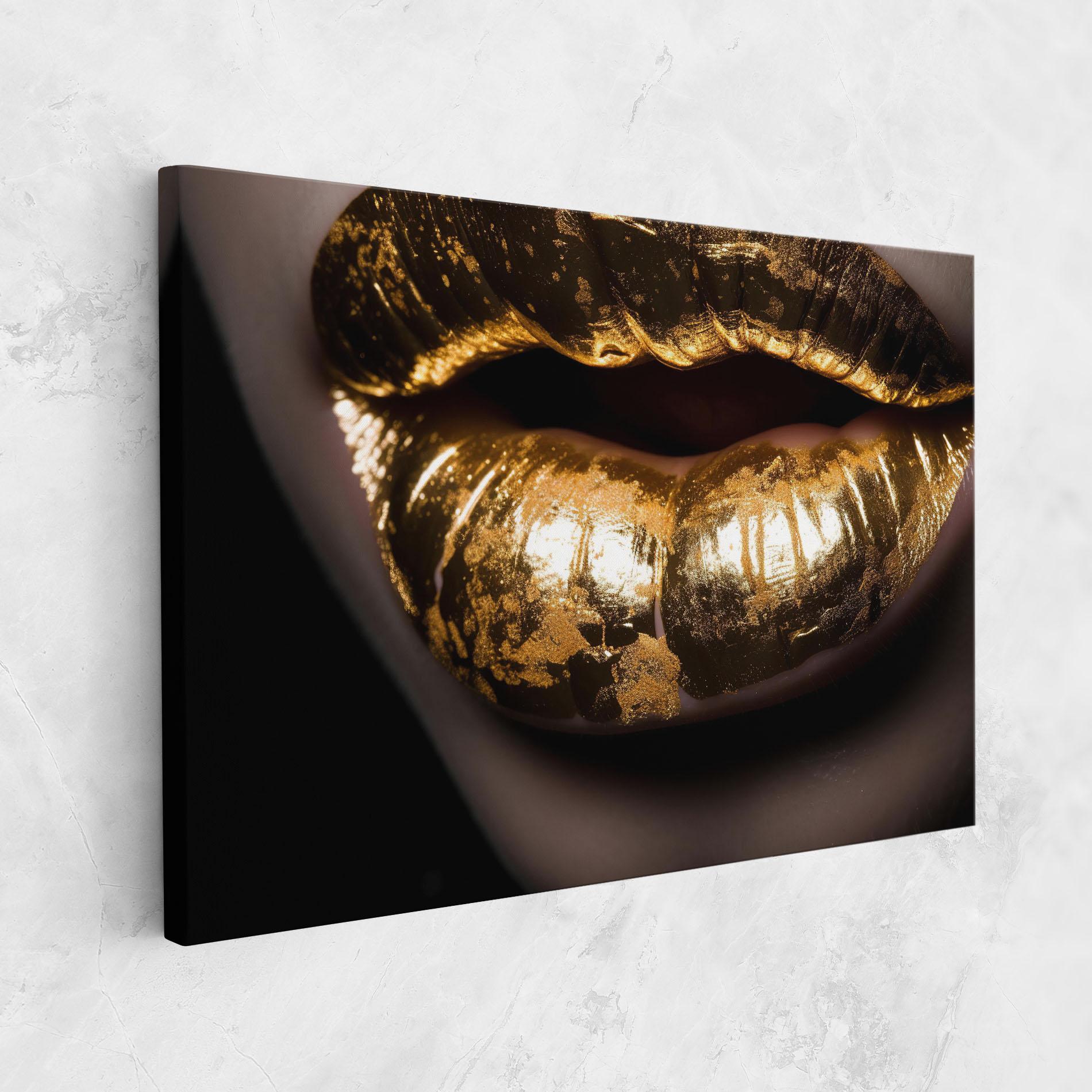 Leinwandbild Big Gold Lips mockup 1