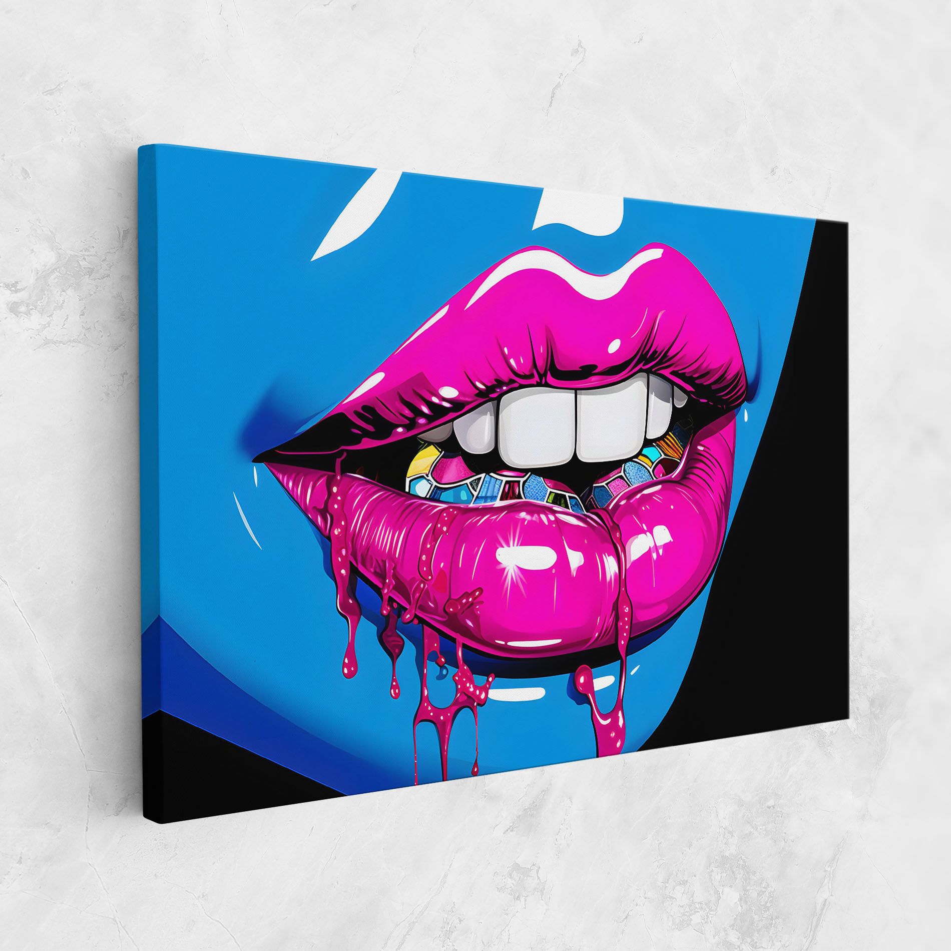 Blue Pink Lips Art mockup 1