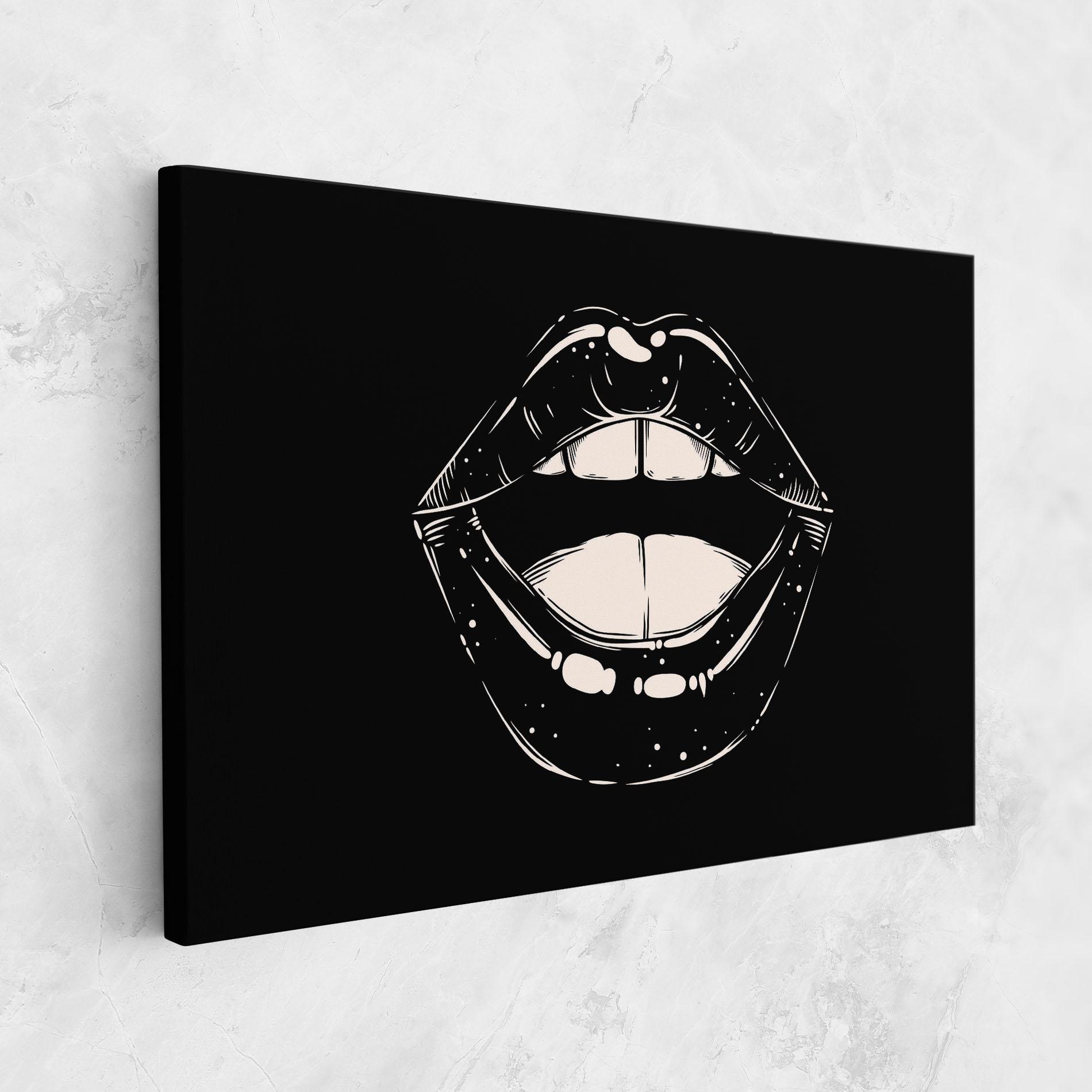 Leinwandbild Lips On Black mockup 1