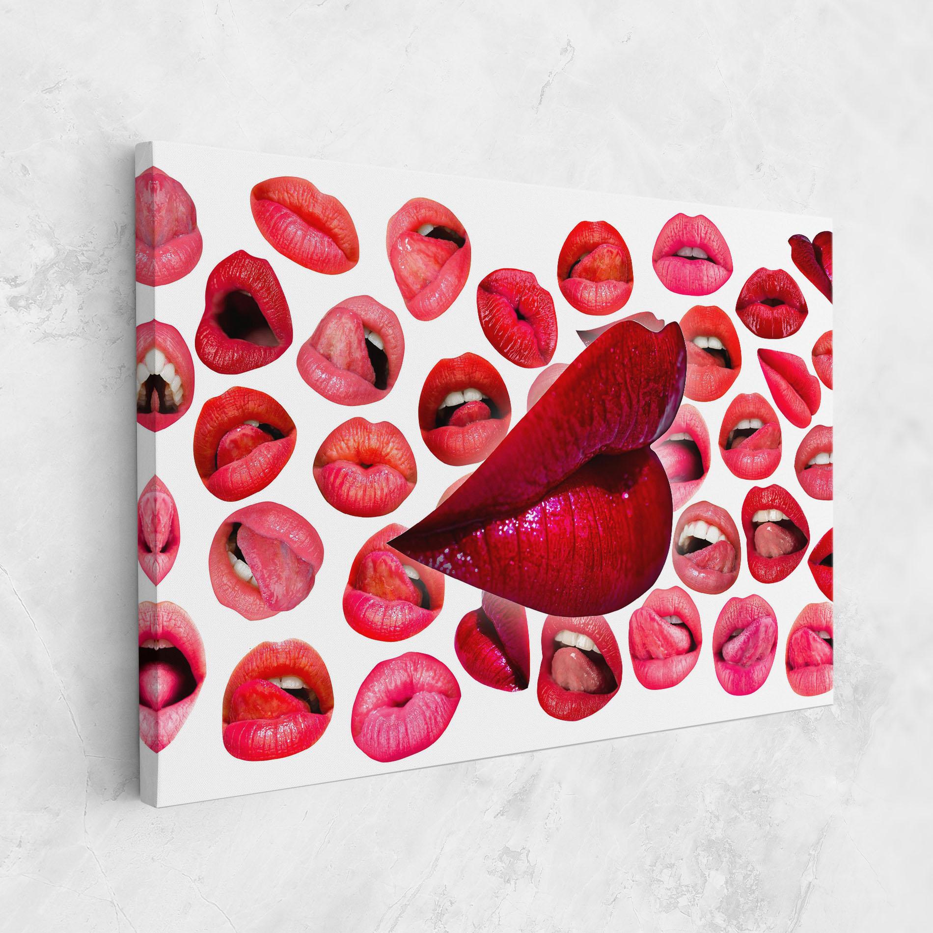 Leinwandbild Red Lip Female mockup 1