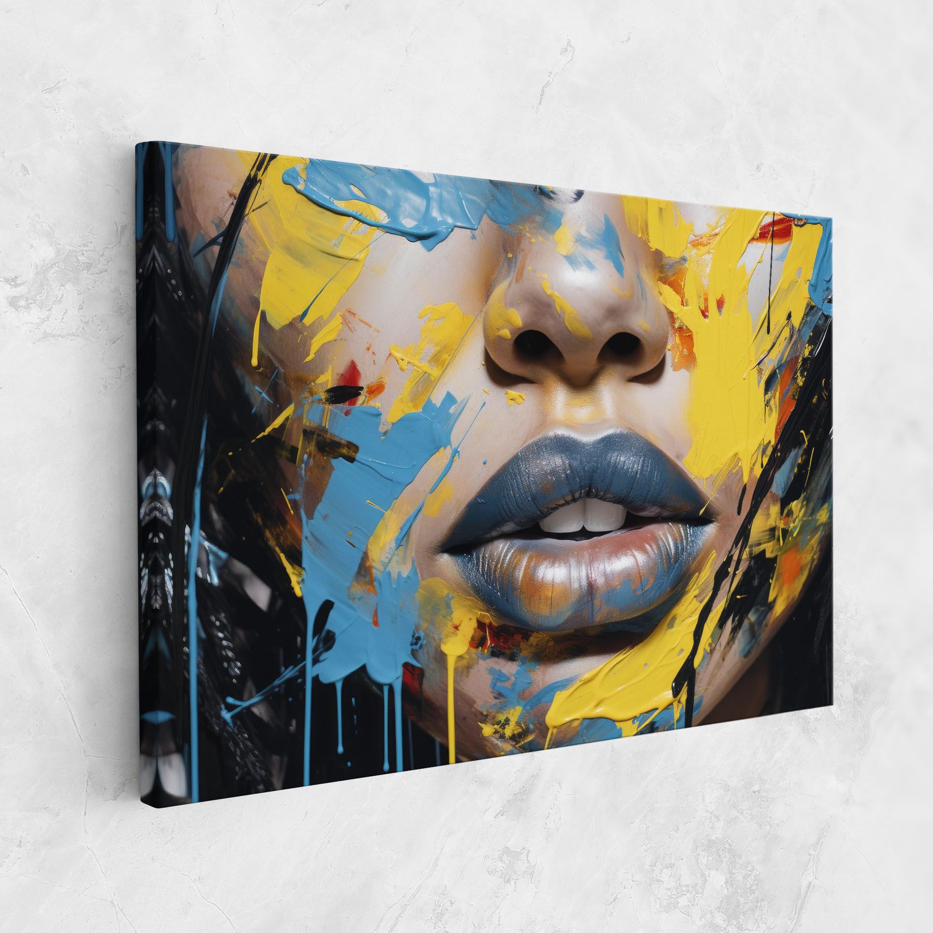 Yellow Blue Lips Art mockup 1