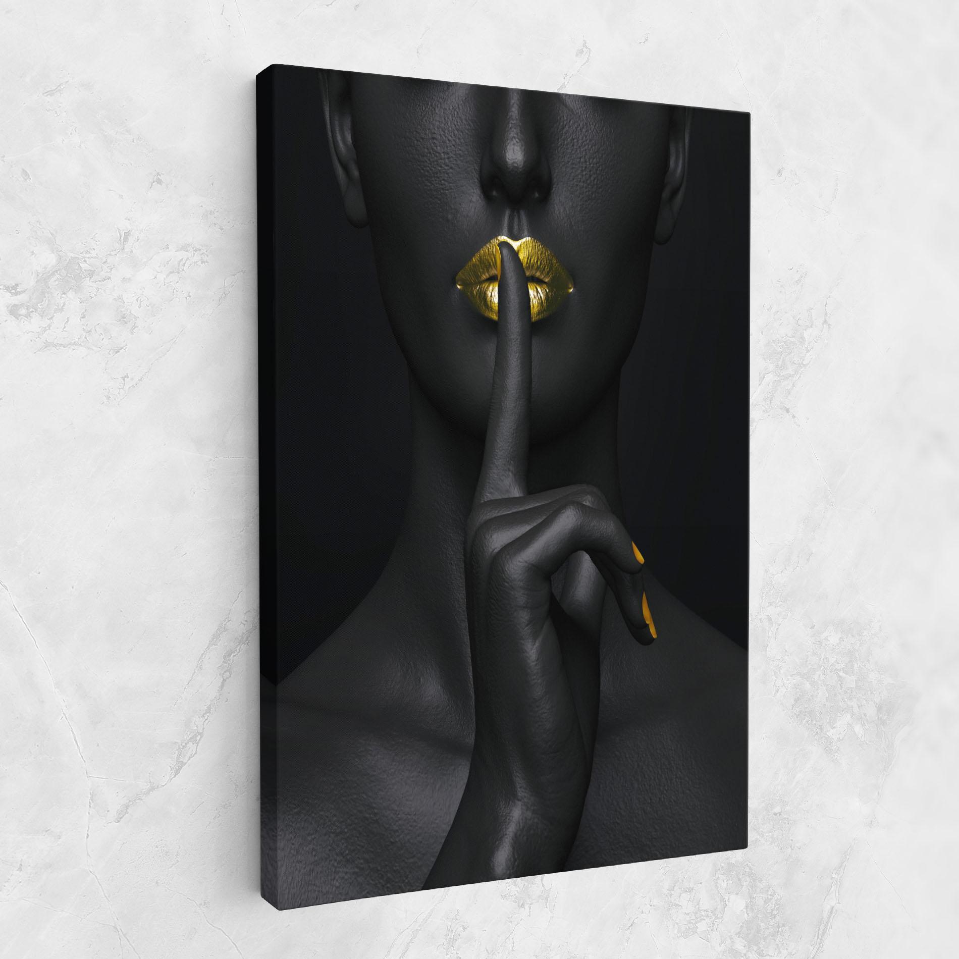 Leinwandbild Silence Lips Portrait mockup 1