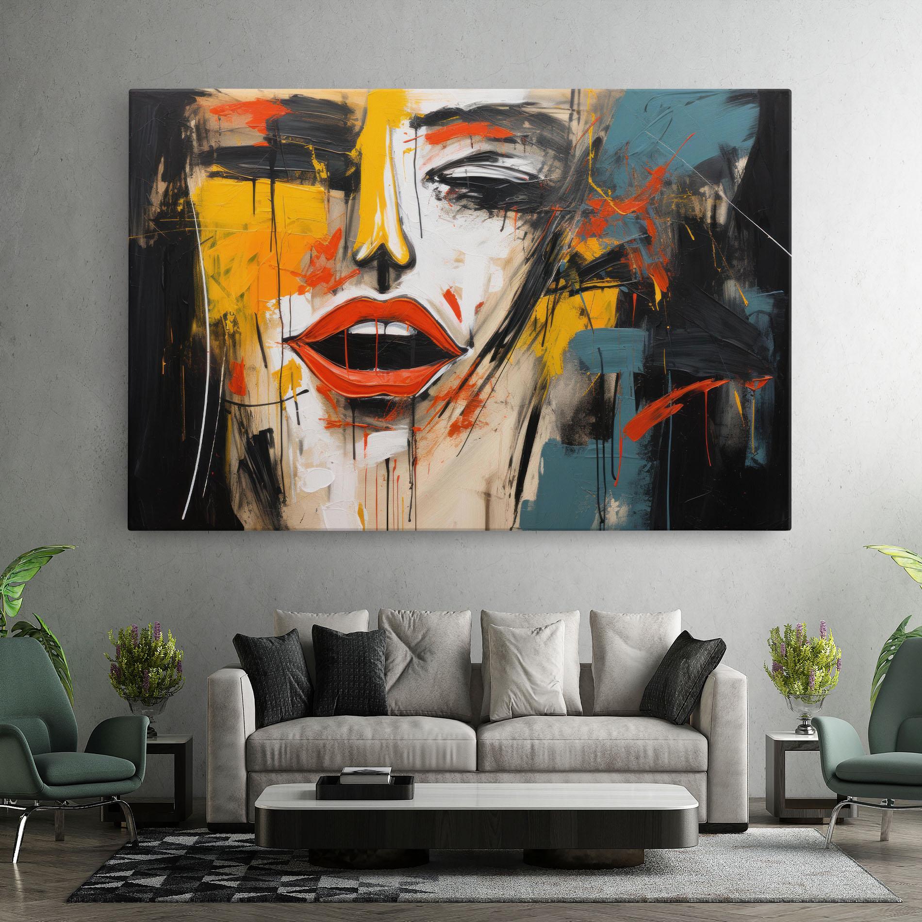 Leinwandbild Abstract Woman Lips mockup 7