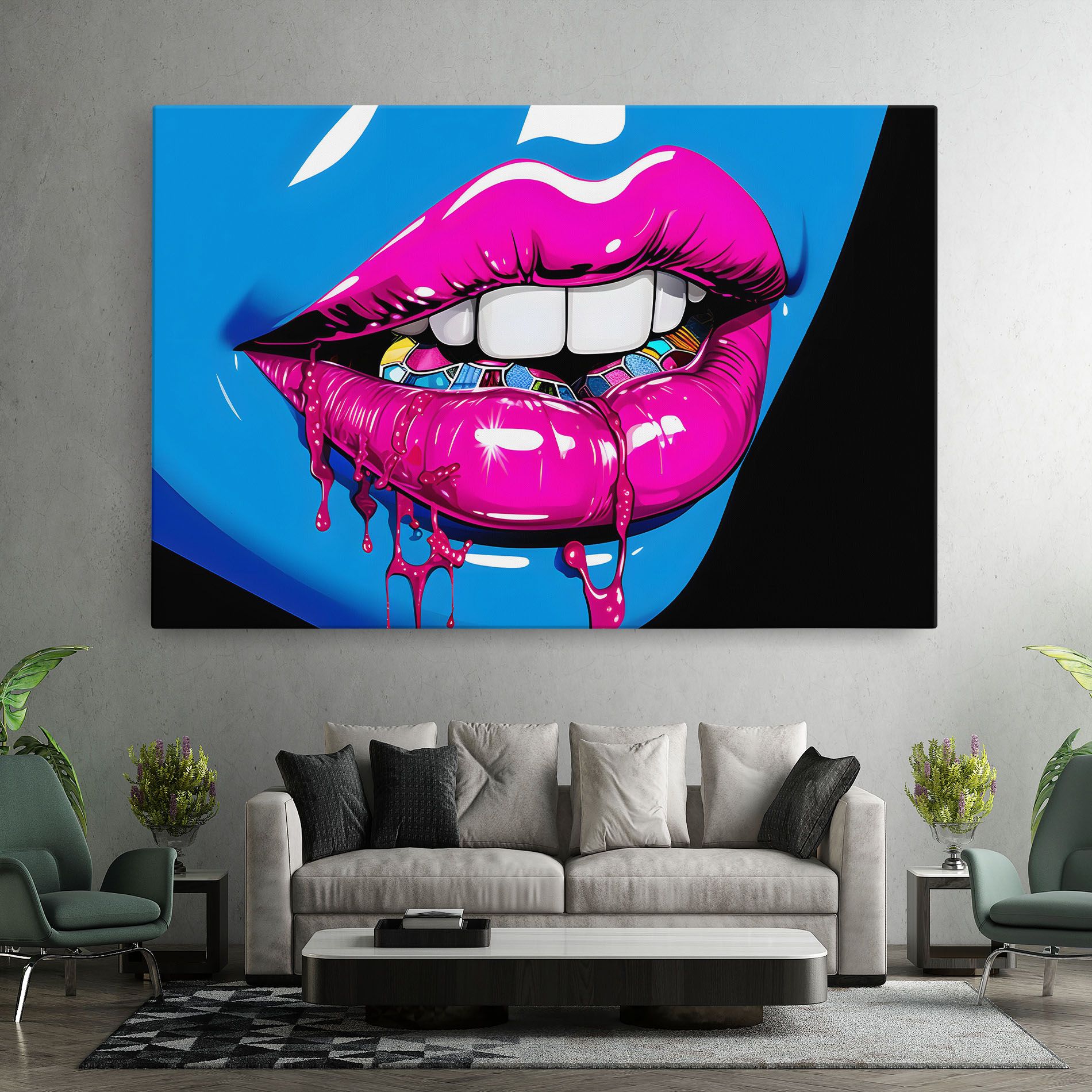 Blue Pink Lips Art mockup 7