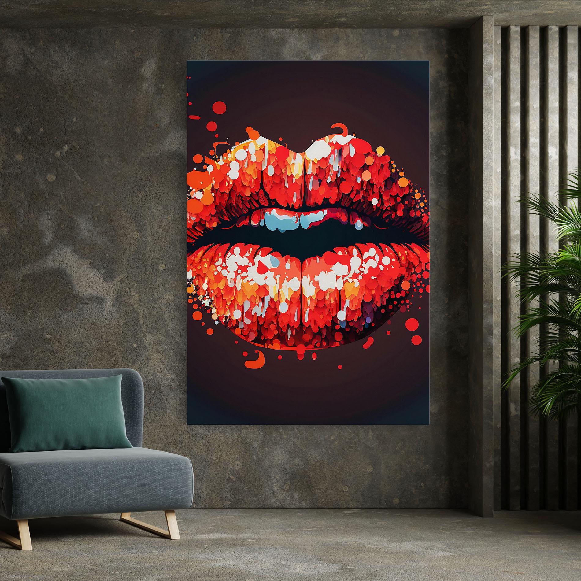 Leinwandbild Red Lips With Word Lips It mockup 7