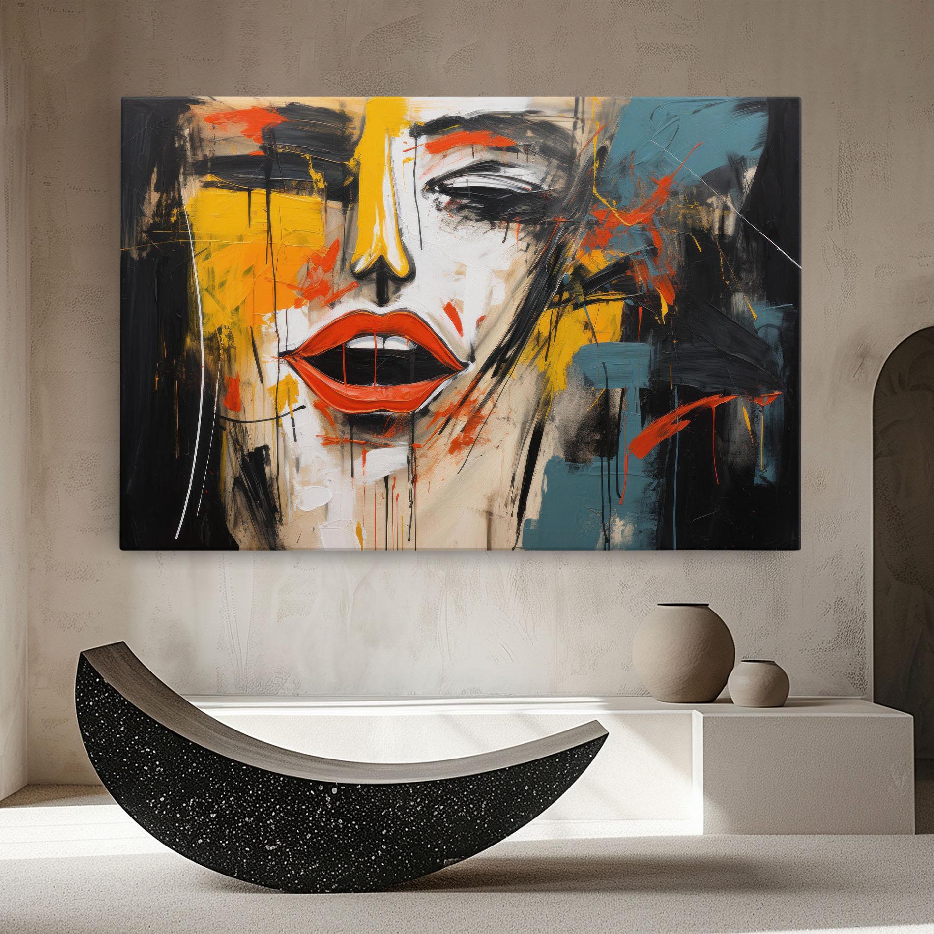 Leinwandbild Abstract Woman Lips mockup 8