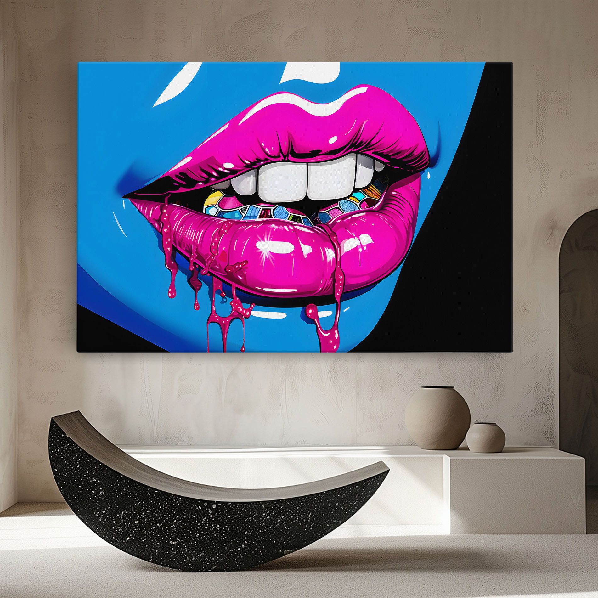 Blue Pink Lips Art mockup 8