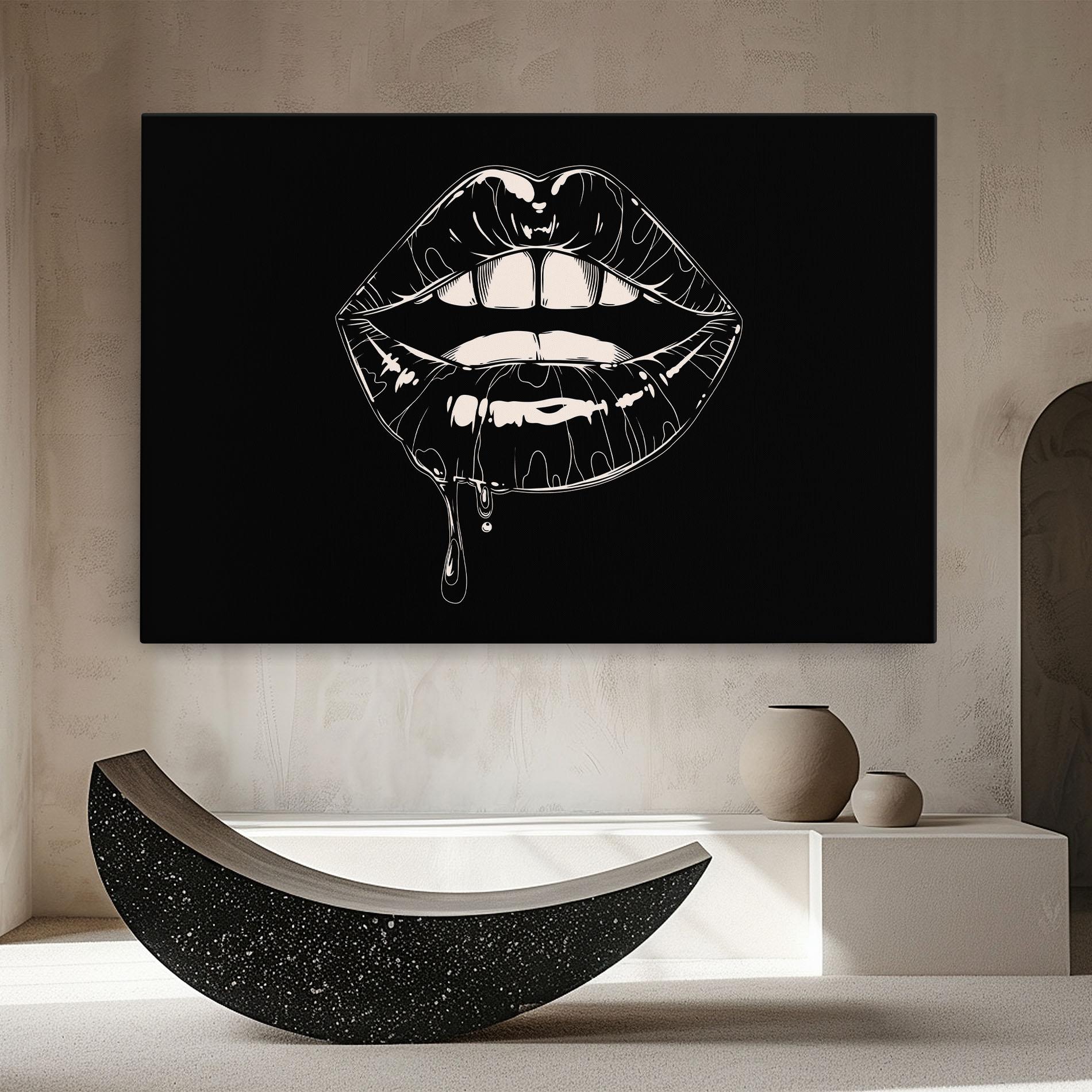 Leinwandbild Open Lips On Black mockup 8