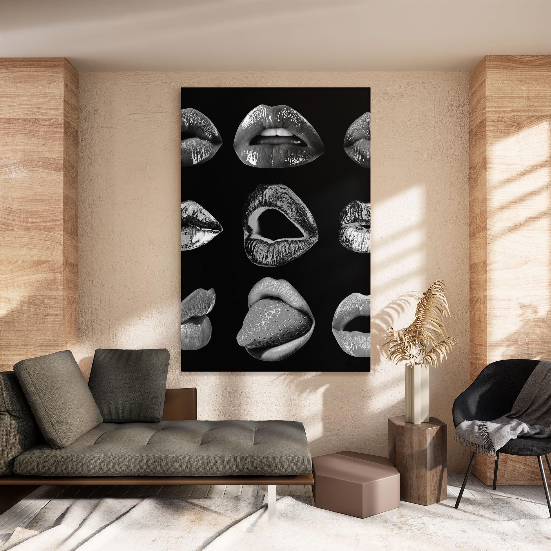 Leinwandbild Grey Lips Collage mockup 8
