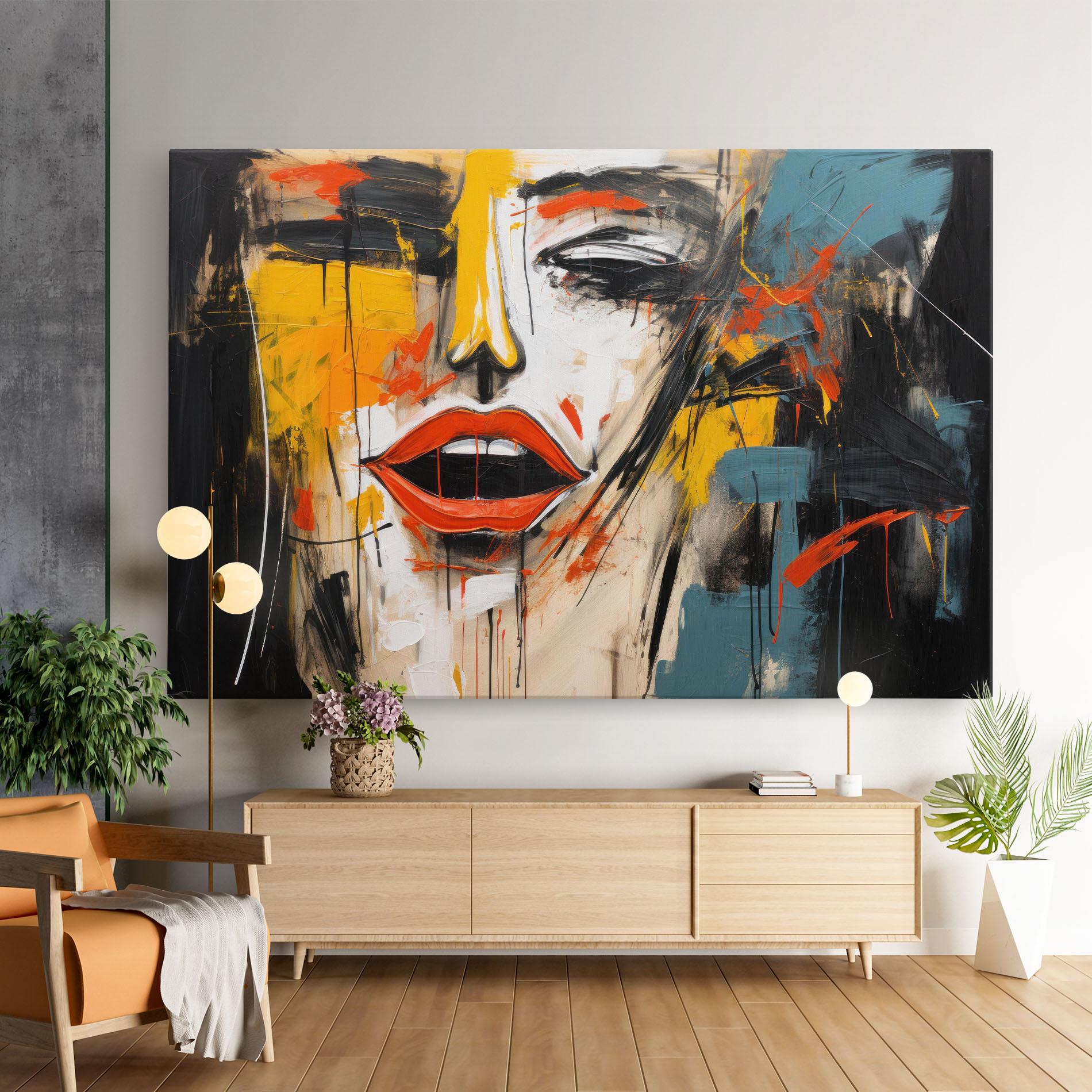 Leinwandbild Abstract Woman Lips mockup 9