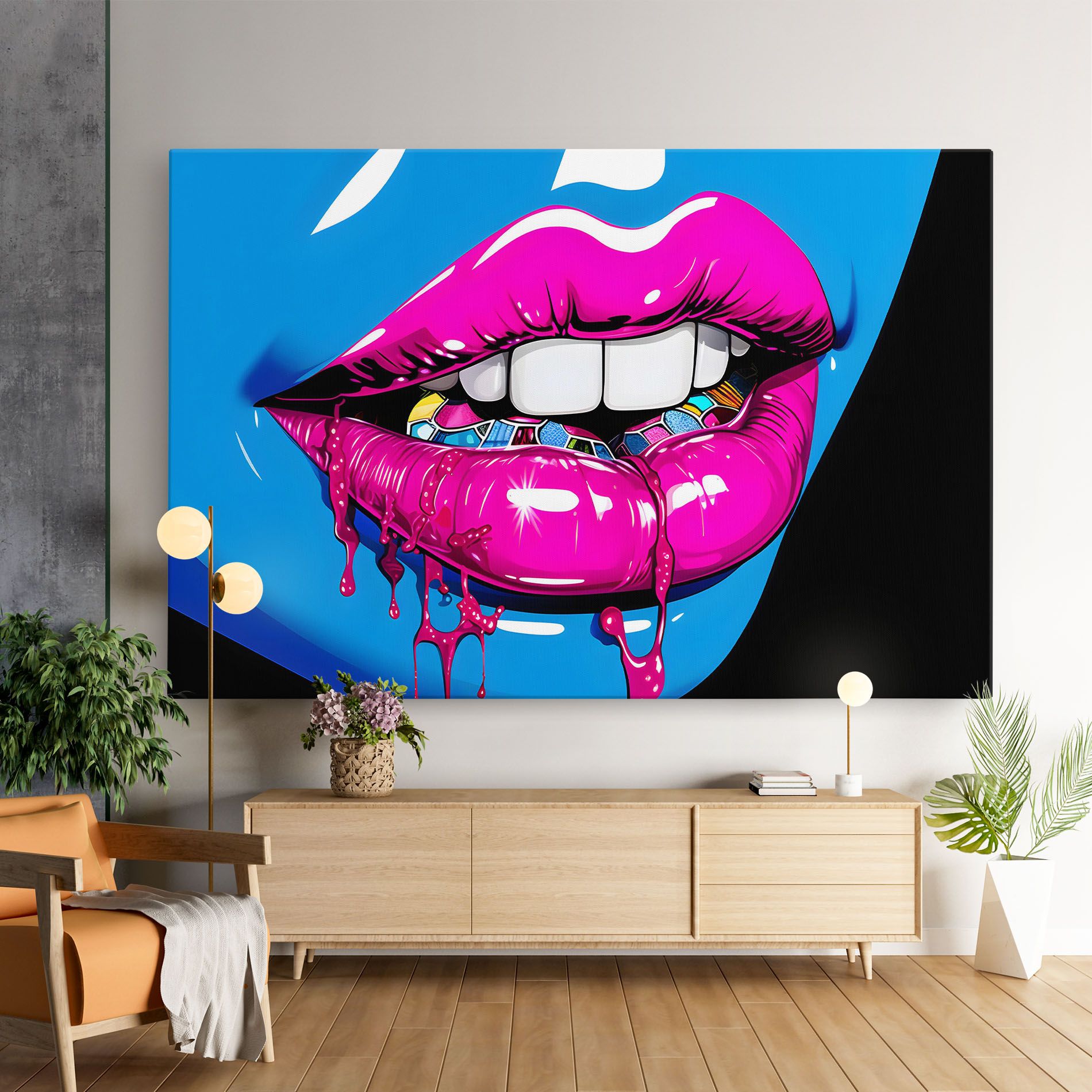 Blue Pink Lips Art mockup 9