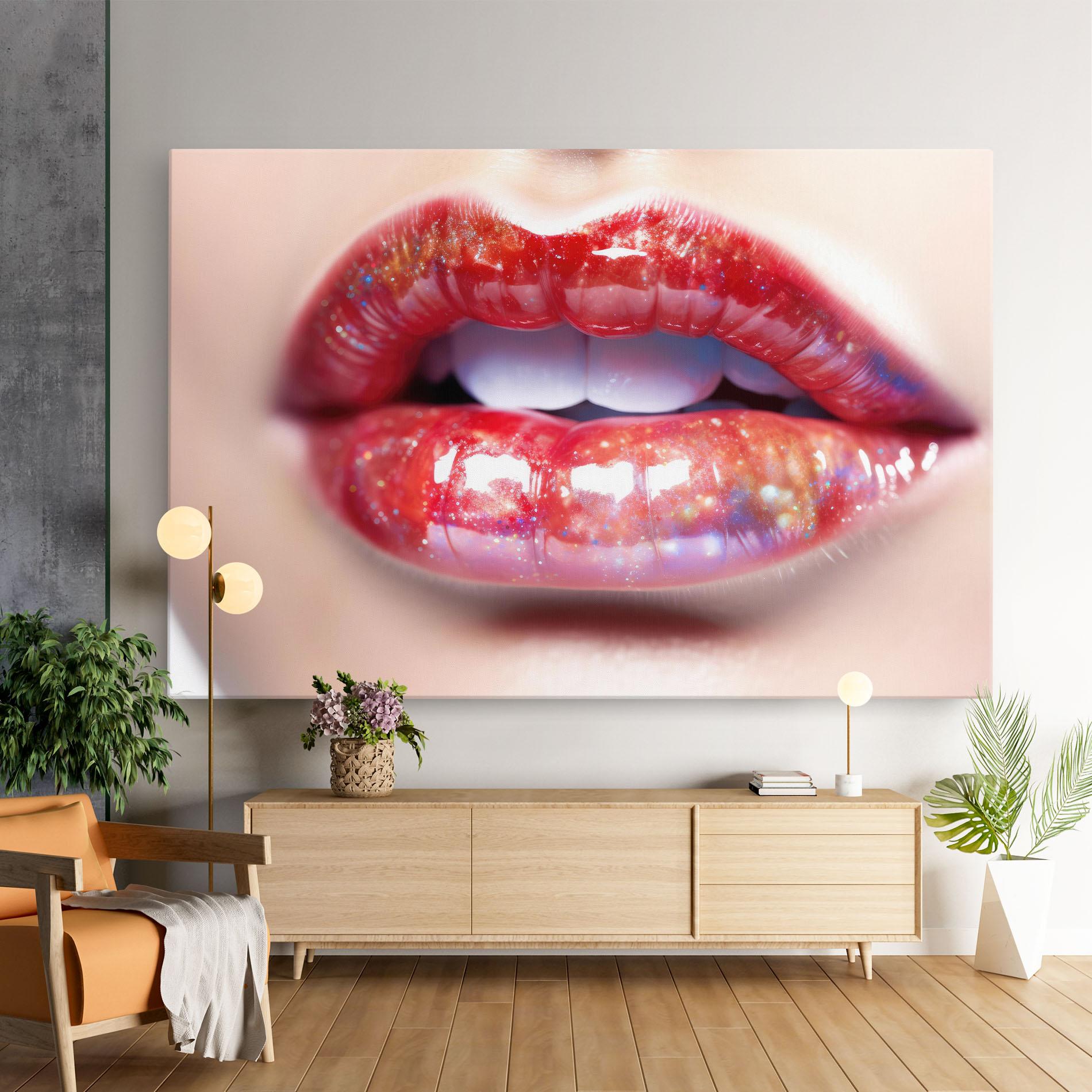 Leinwandbild Red Pretty Lips mockup 9