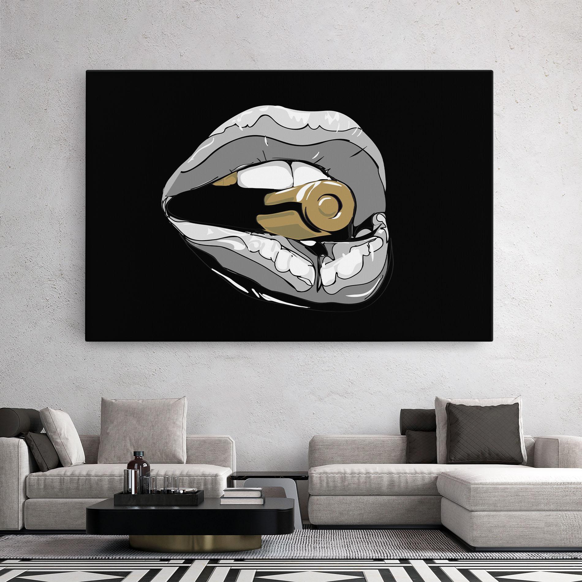 Leinwandbild Grey Bullet Lips mockup 2