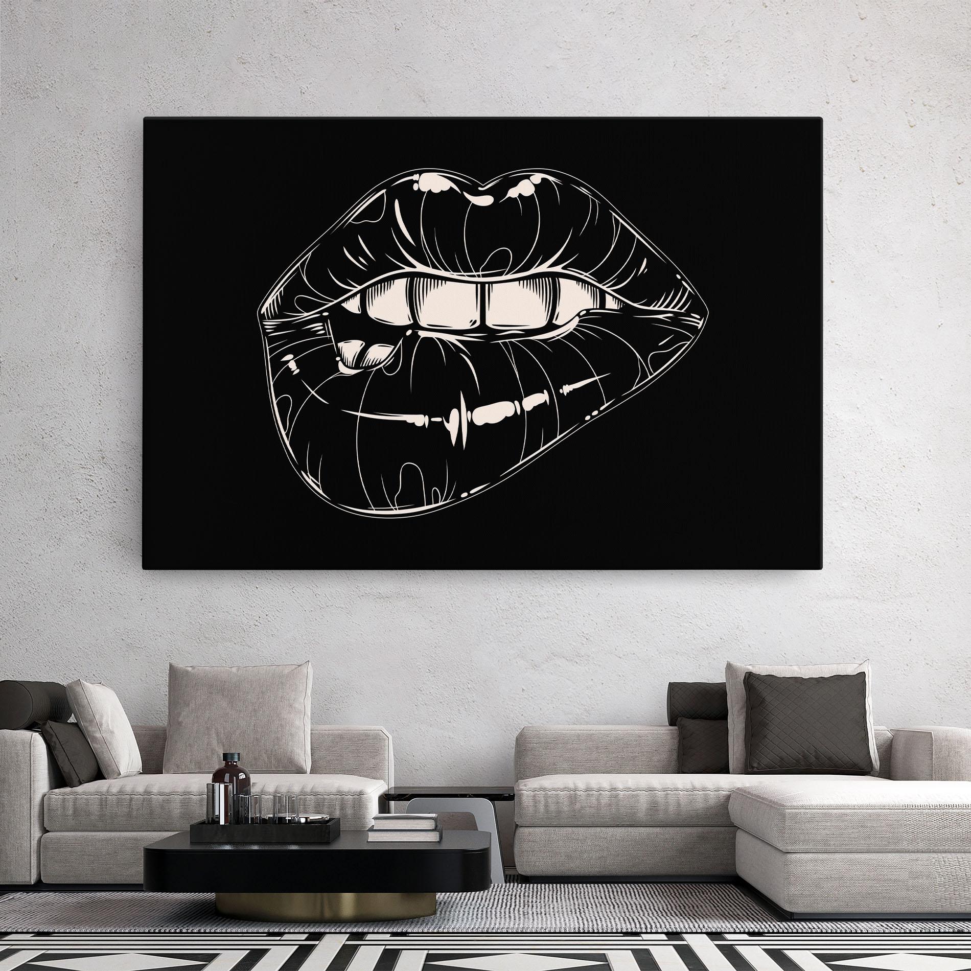 Leinwandbild Juicy Lips On Black mockup 2
