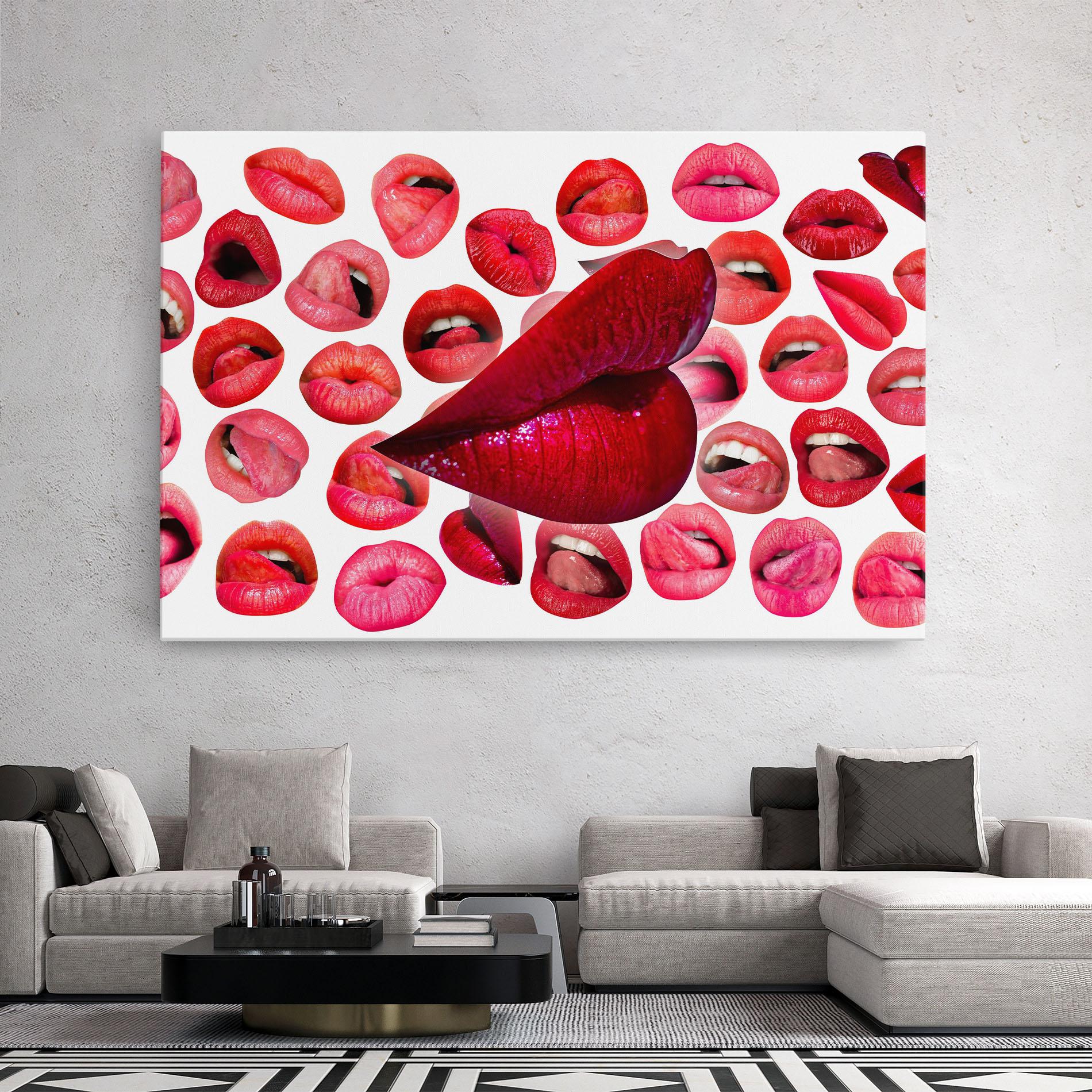 Leinwandbild Red Lip Female mockup 2
