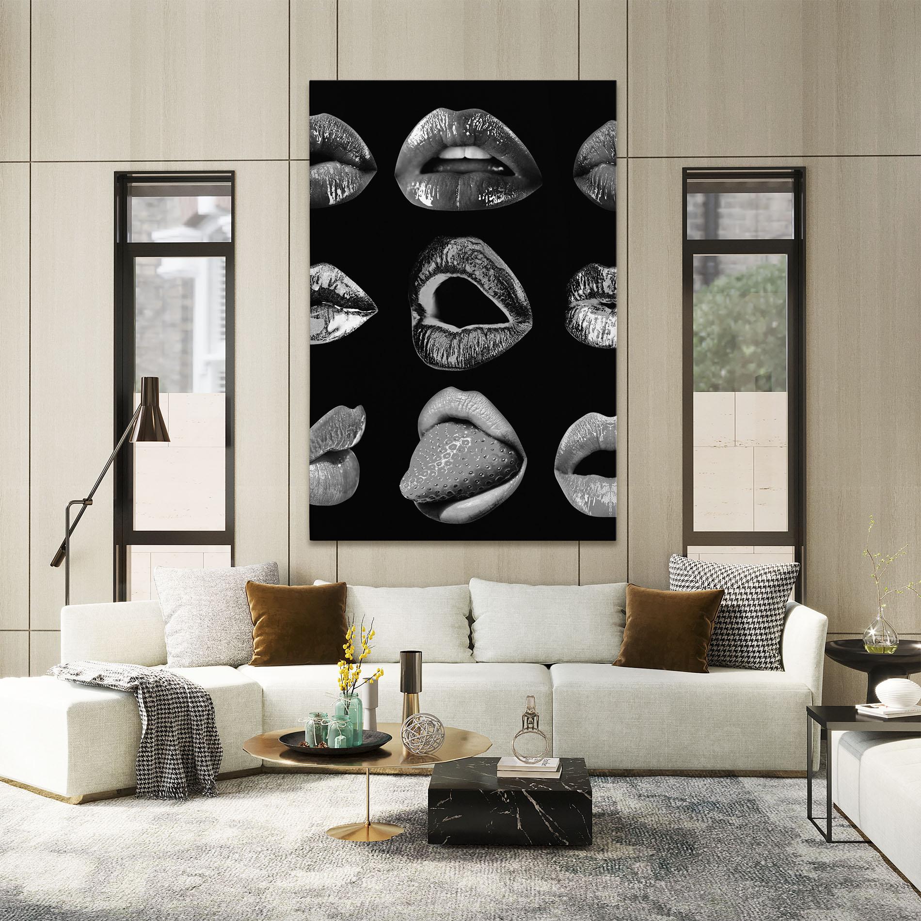 Leinwandbild Grey Lips Collage mockup 2