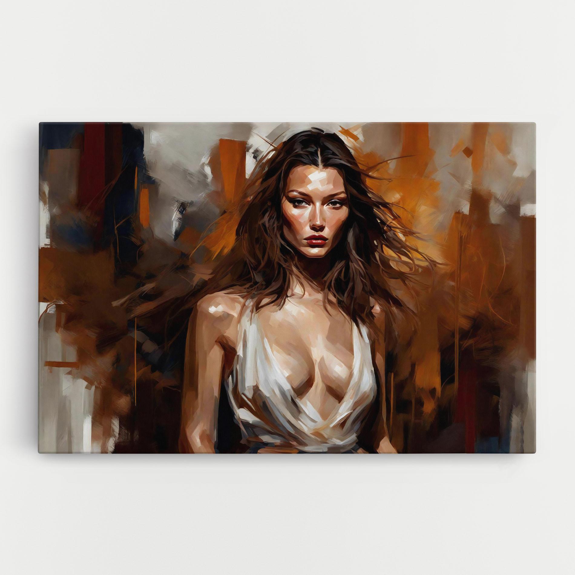 Leinwandbild Long Brown Hair Woman mockup 0