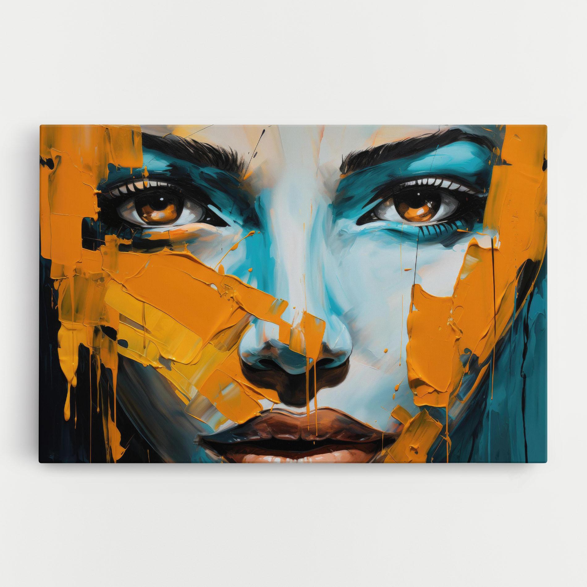 Leinwandbild Orange Paint Portrait mockup 0