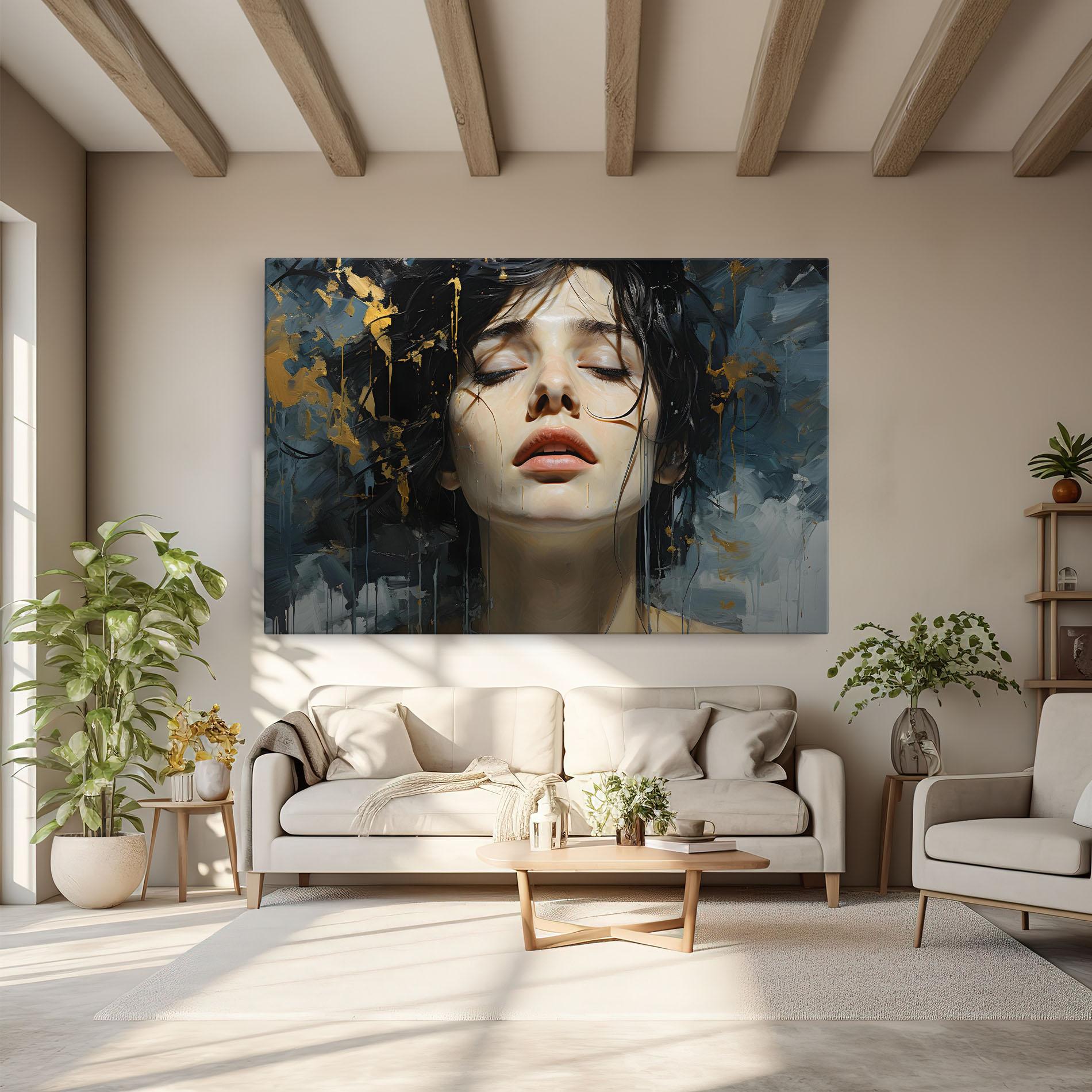 Leinwandbild Closed Eyes Woman mockup 6