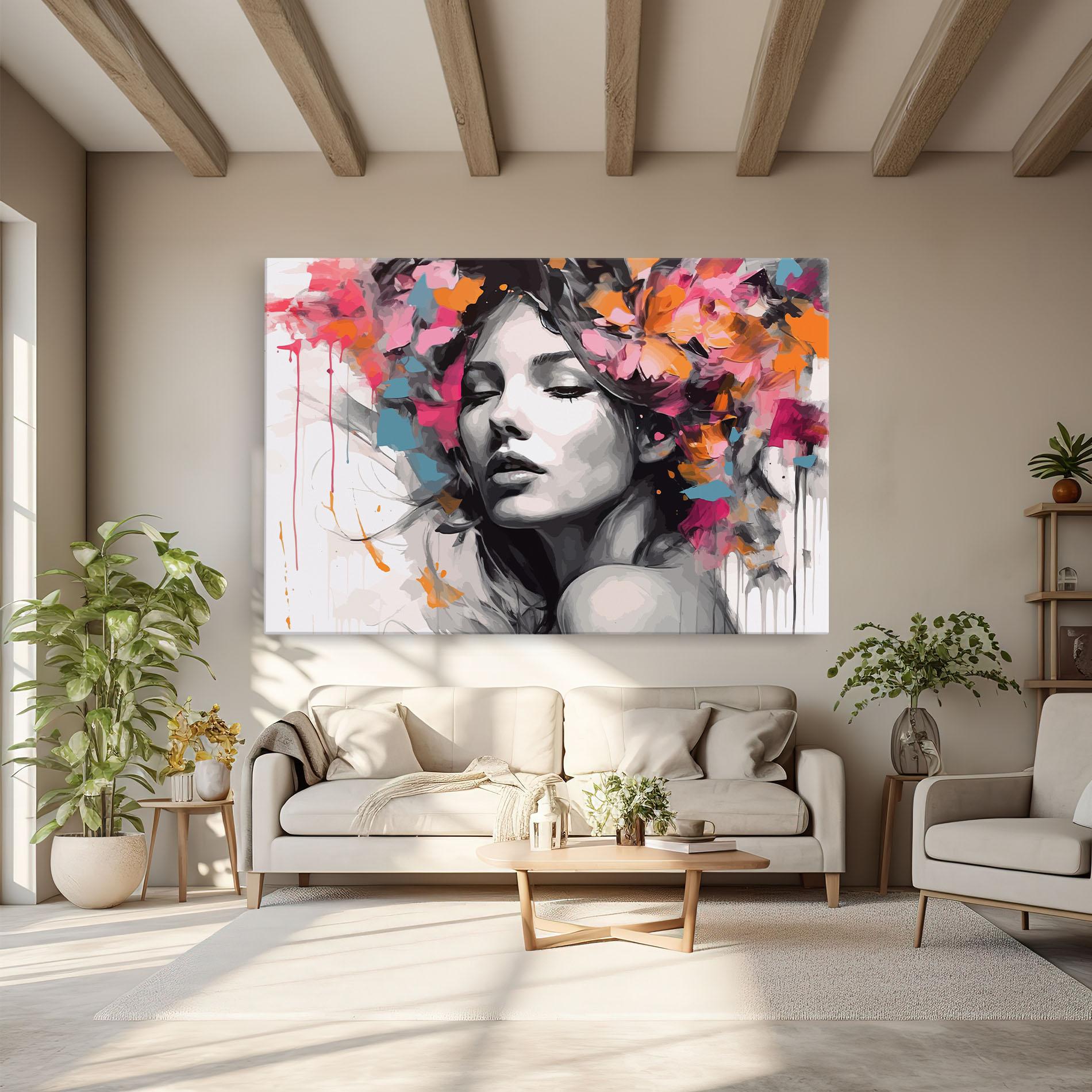Leinwandbild Colorful Flower Portrait mockup 6