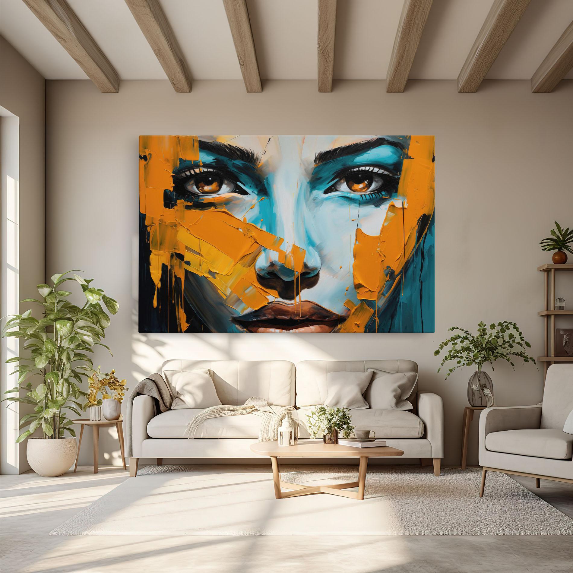 Leinwandbild Orange Paint Portrait mockup 6