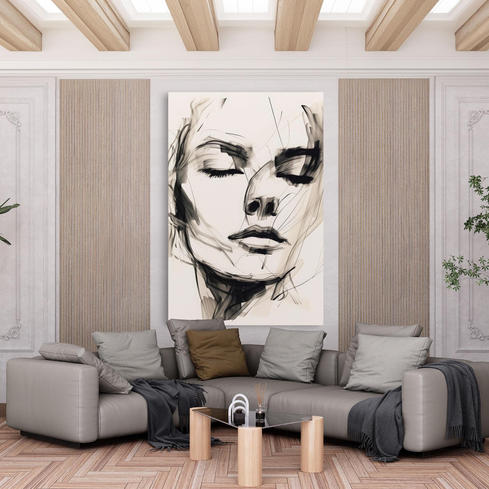 Leinwandbild Continuous Line Woman mockup 6