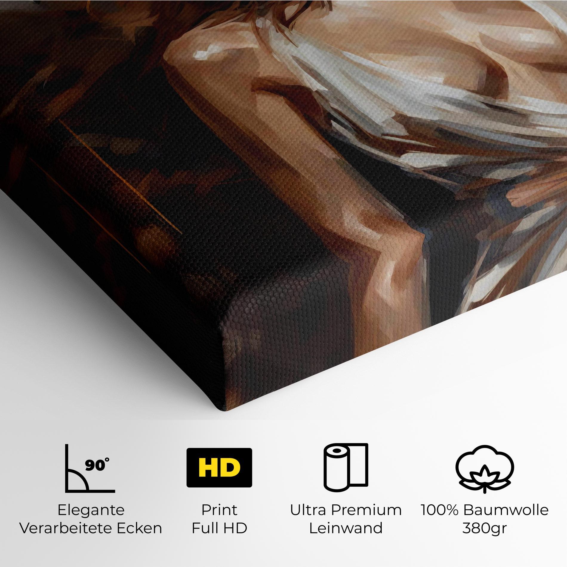 Leinwandbild Long Brown Hair Woman mockup 4