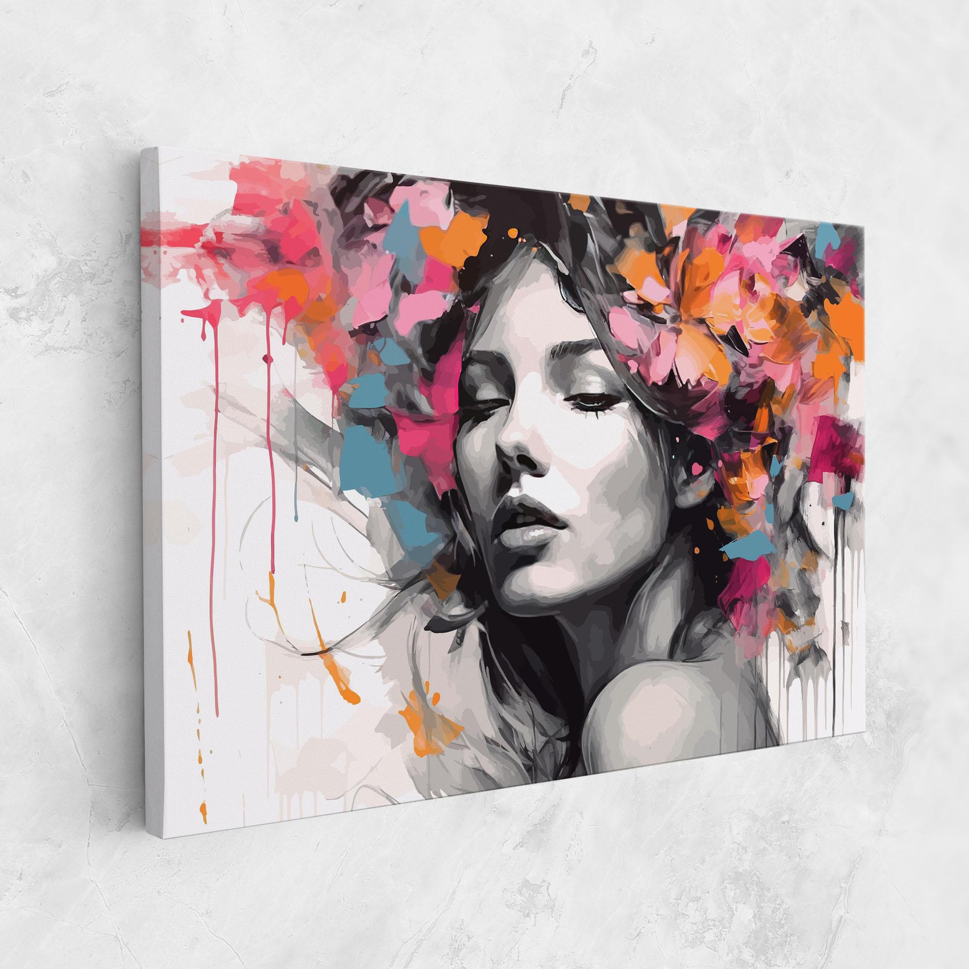 Leinwandbild Colorful Flower Portrait mockup 1