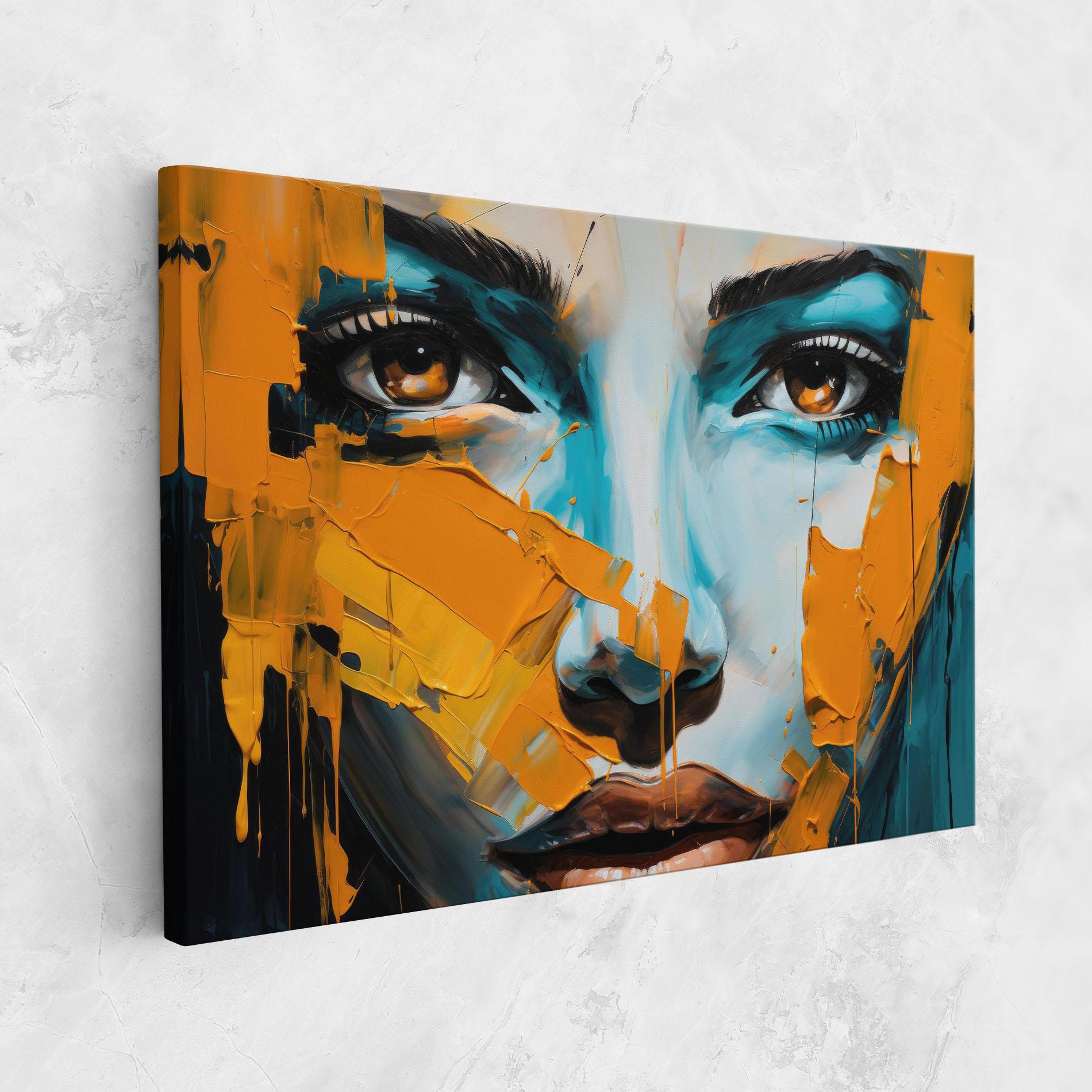 Leinwandbild Orange Paint Portrait mockup 1
