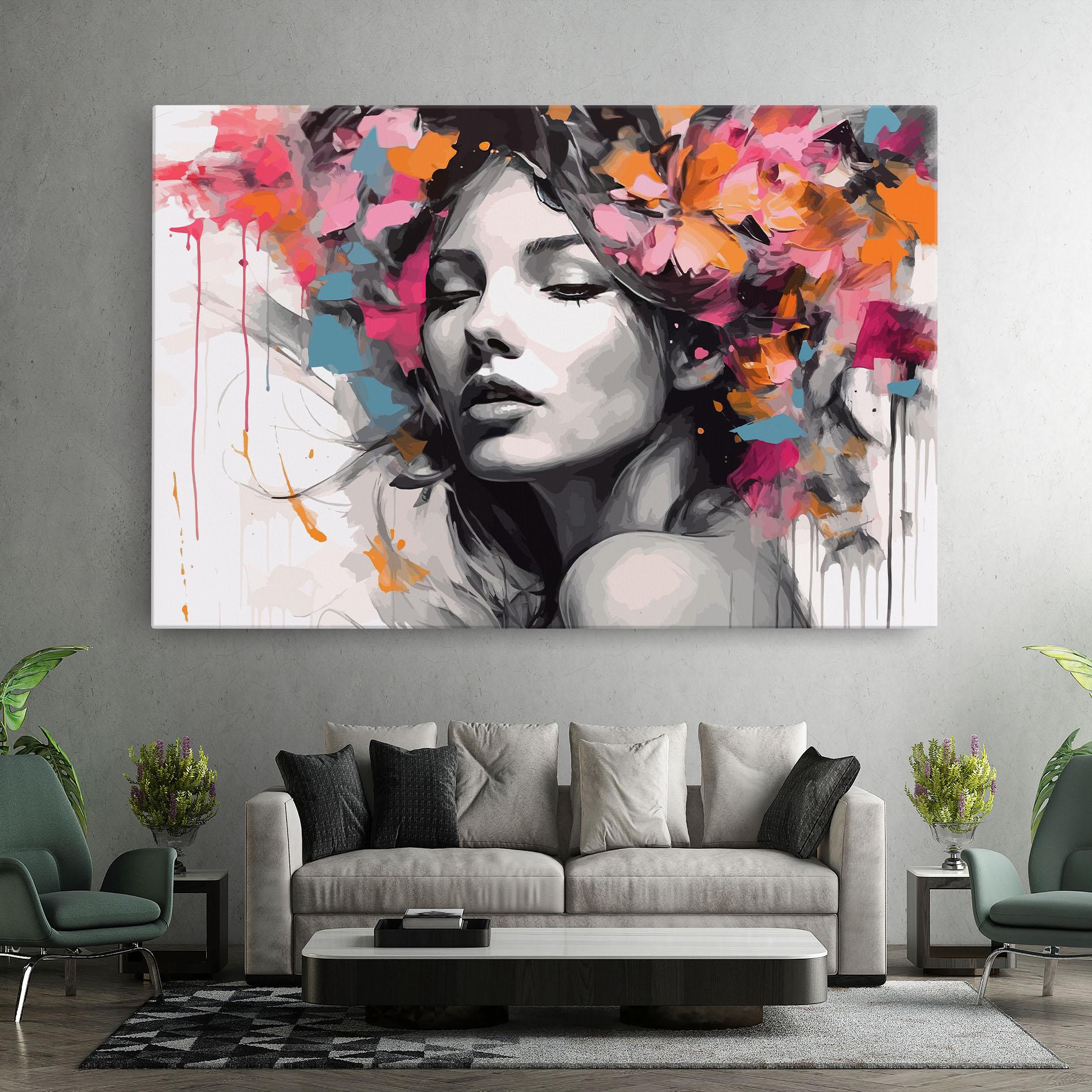 Leinwandbild Colorful Flower Portrait mockup 7