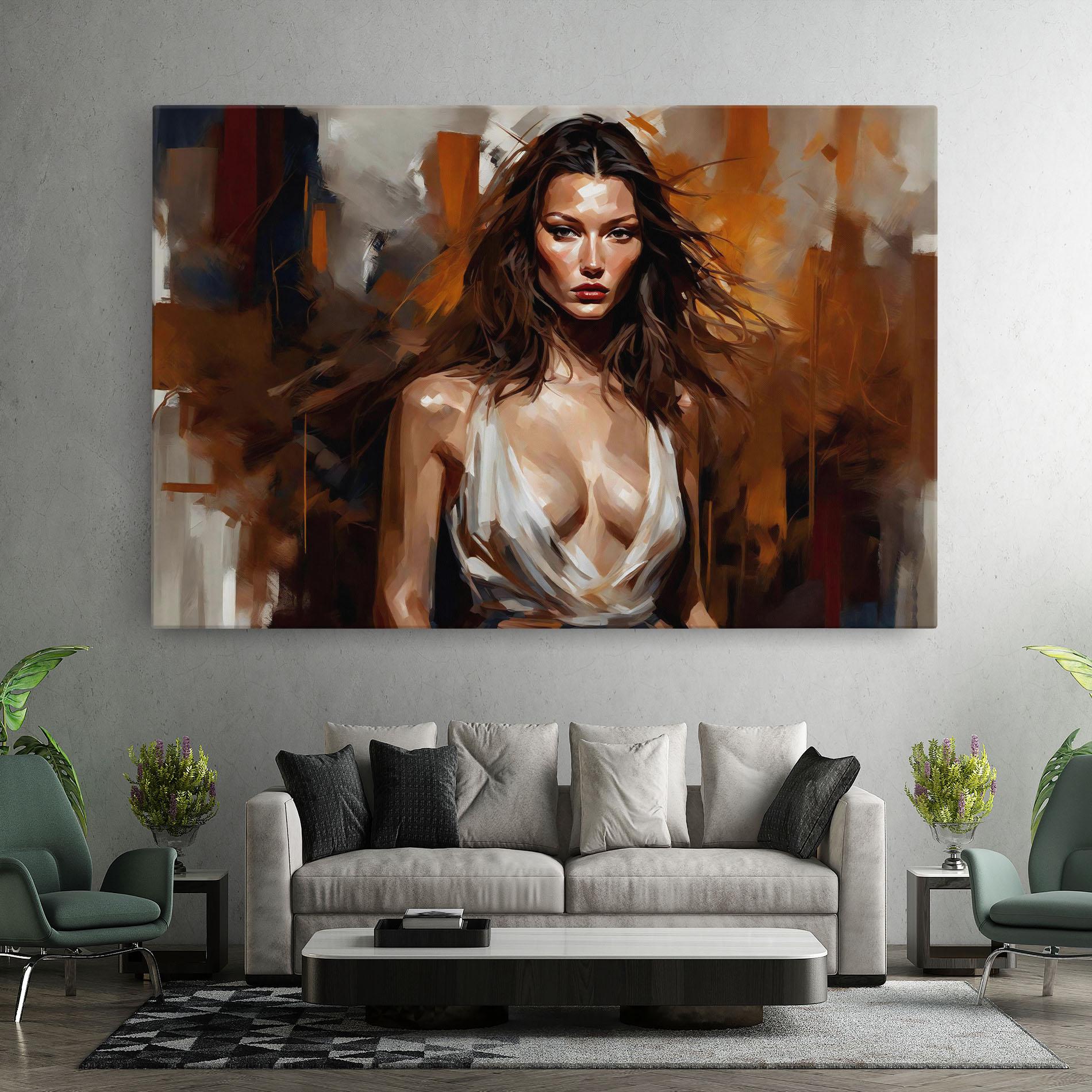 Leinwandbild Long Brown Hair Woman mockup 7