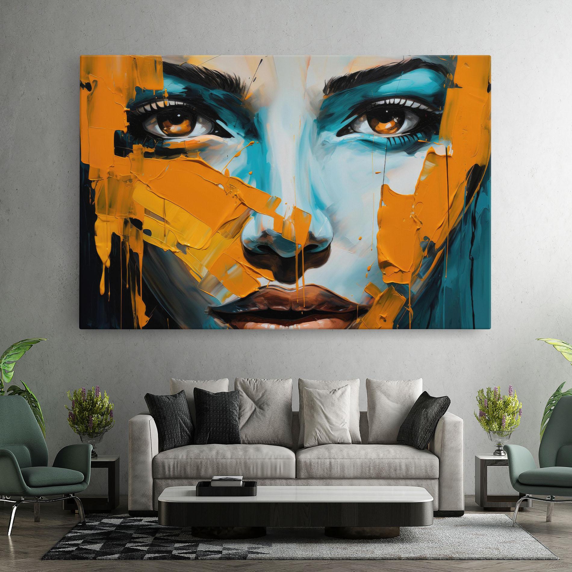 Leinwandbild Orange Paint Portrait mockup 7