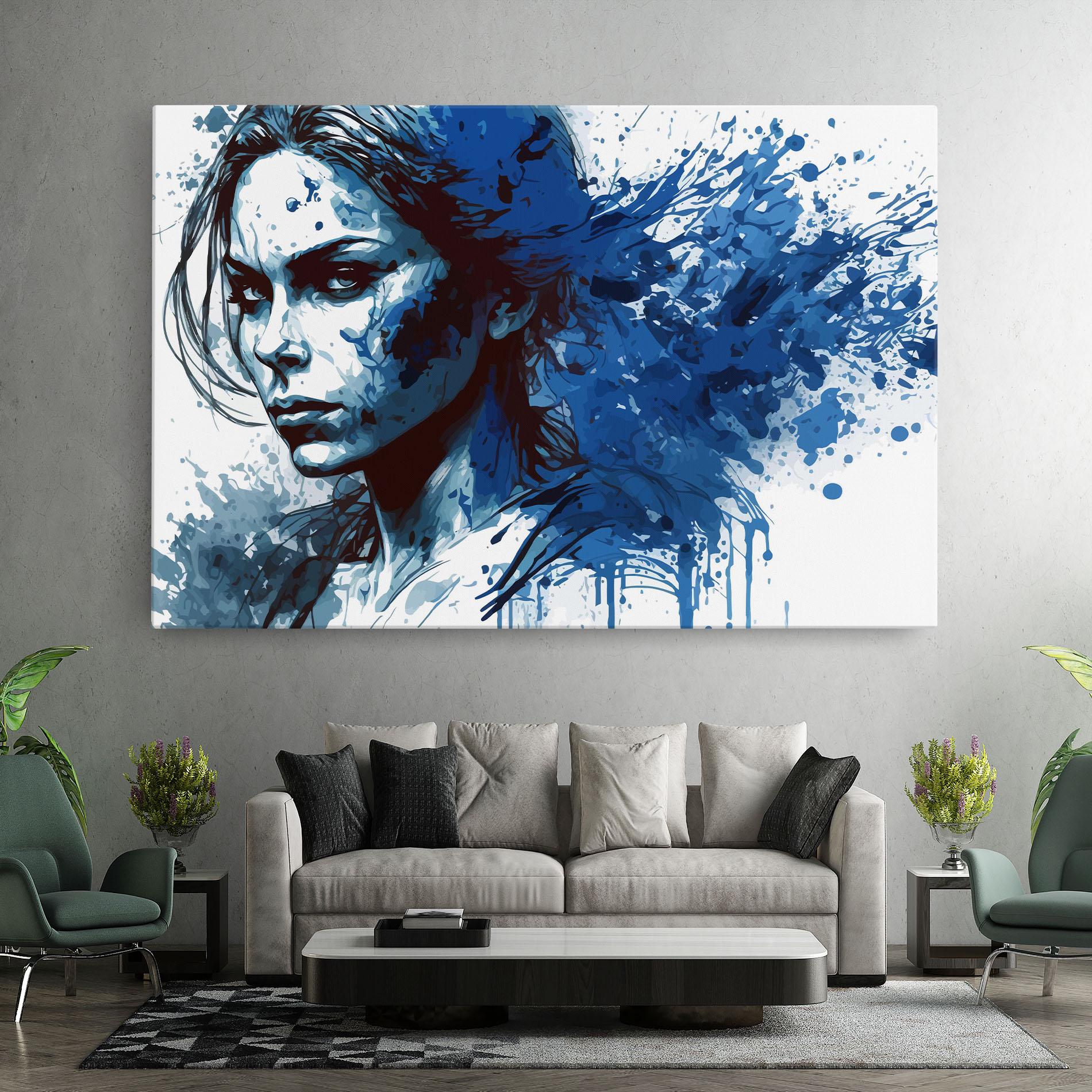 Leinwandbild Portrait Blue Woman mockup 7