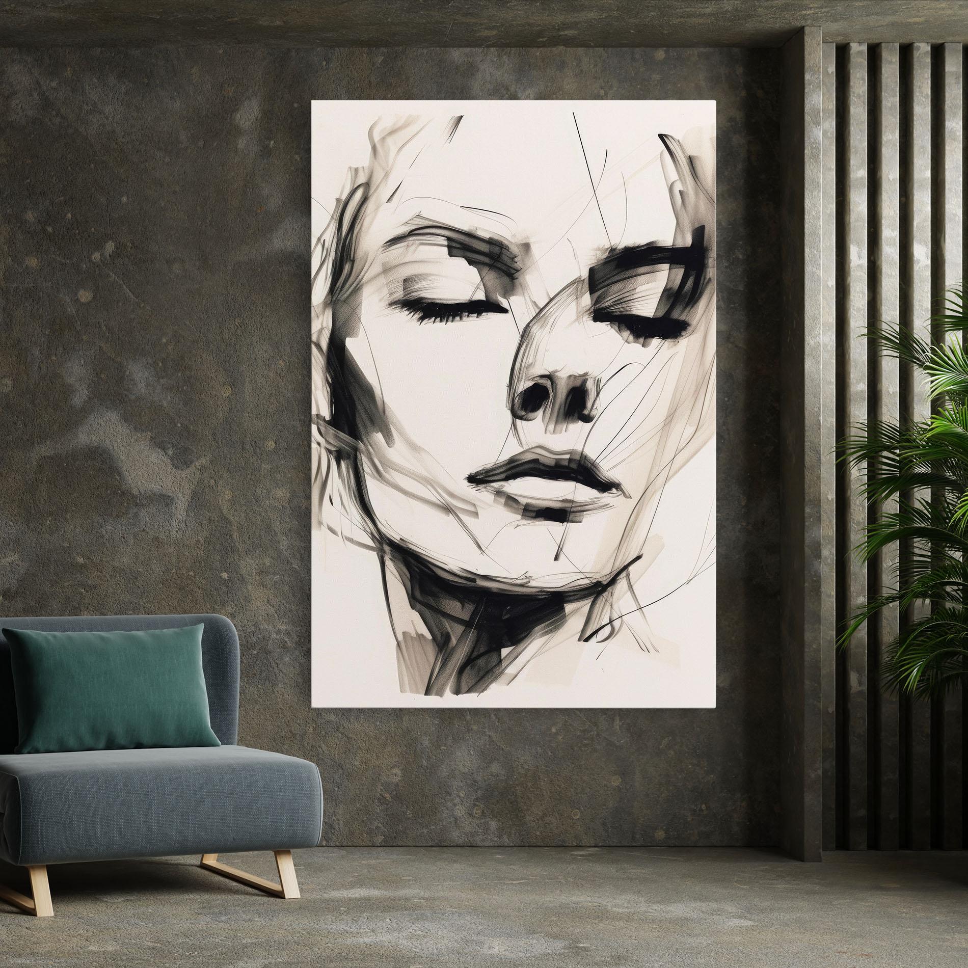 Leinwandbild Continuous Line Woman mockup 7