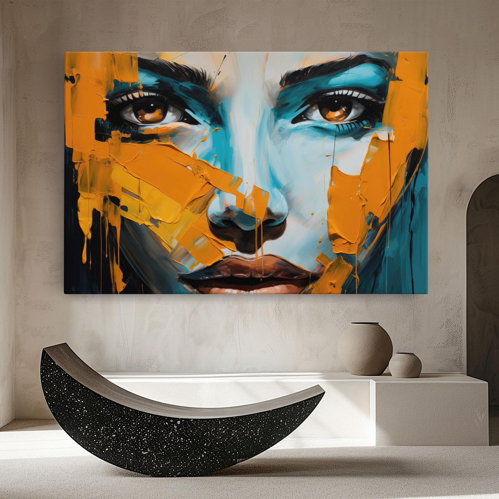 Leinwandbild Orange Paint Portrait mockup 8
