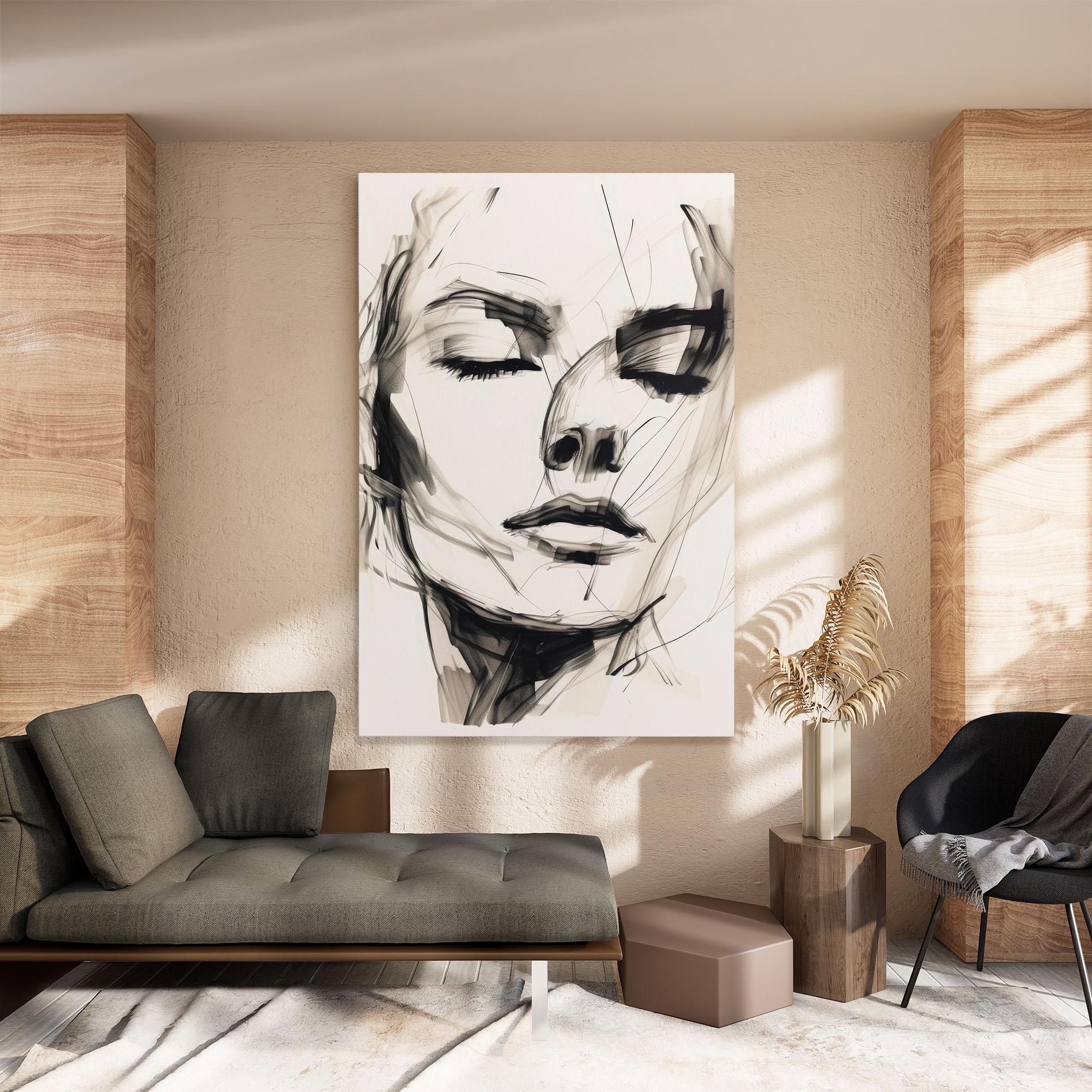 Leinwandbild Continuous Line Woman mockup 8