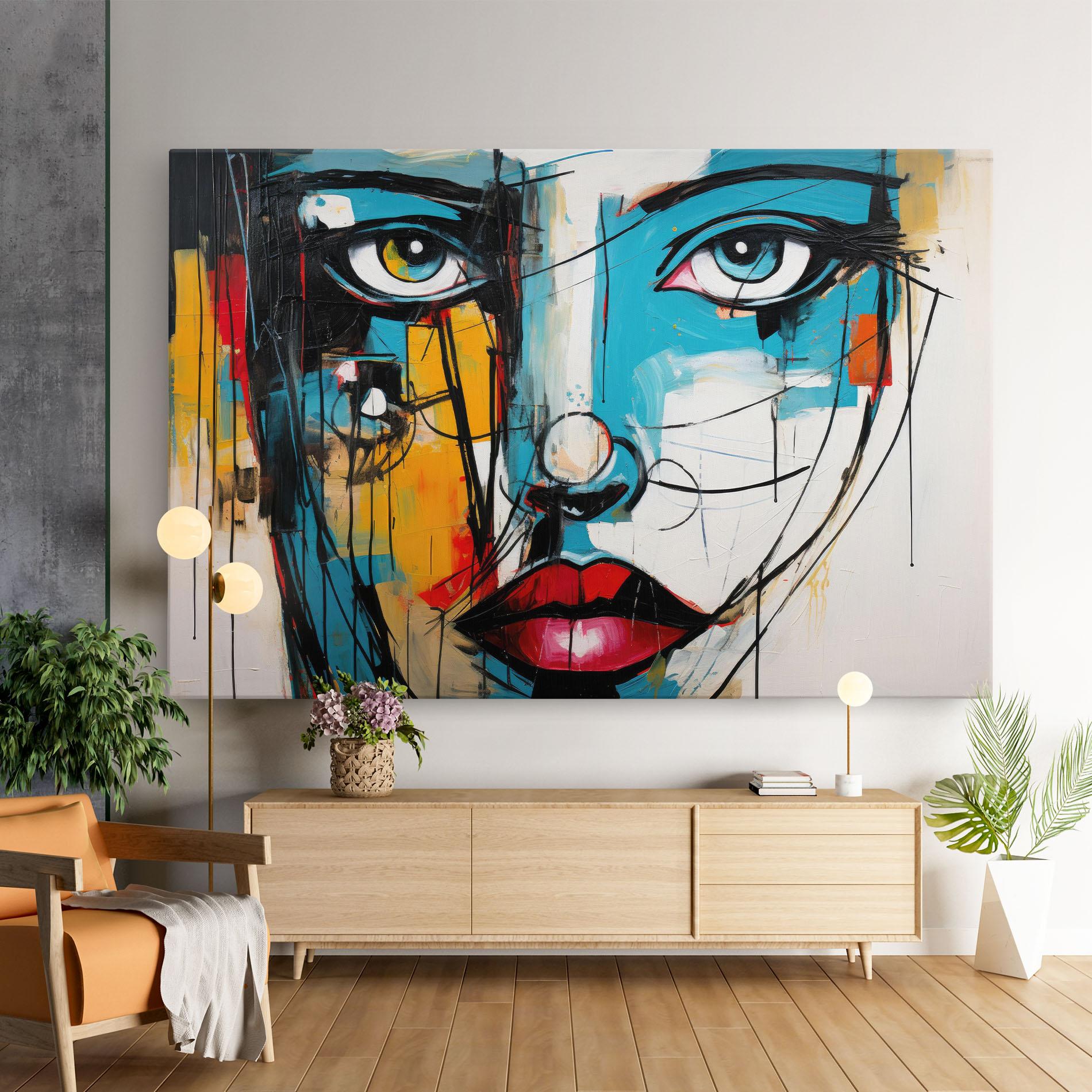 Leinwandbild Abstract Drawing Portret mockup 9