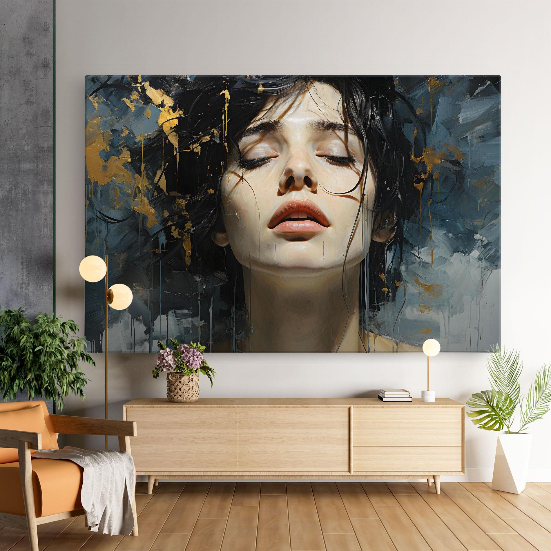 Leinwandbild Closed Eyes Woman mockup 9